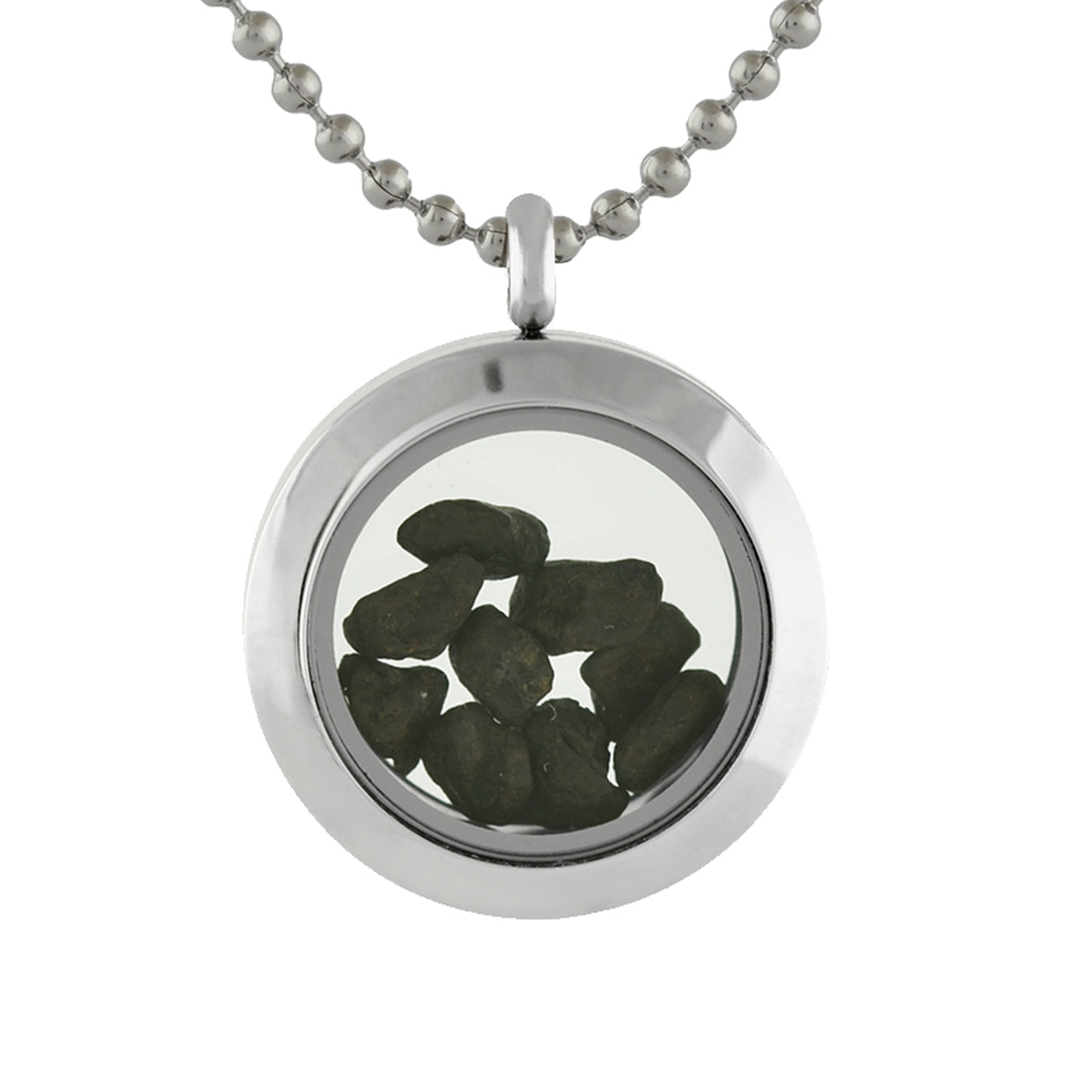 Starborn Agoudal Iron Meteorite Window Pendant Necklace in Stainless Steel