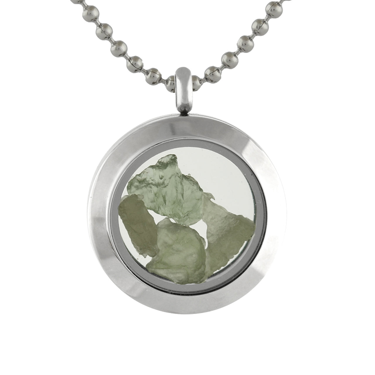 Starborn Moldavite Window Pendant Necklace in Stainless Steel