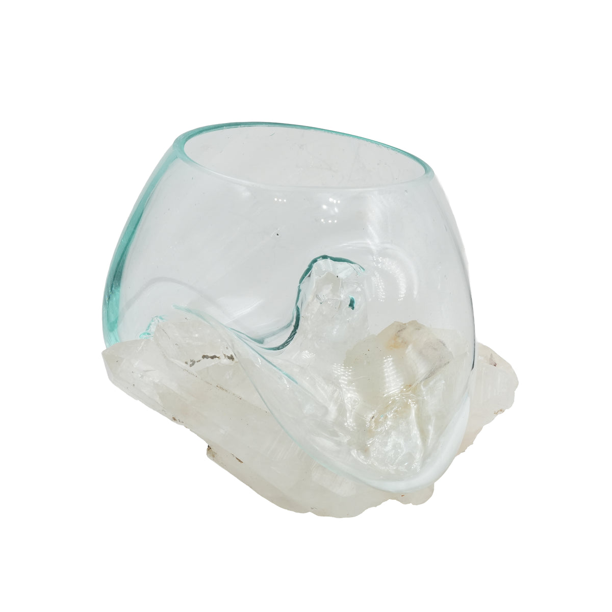 Starborn Handblown Molten Glass Display Bowl on Brazilian Quartz