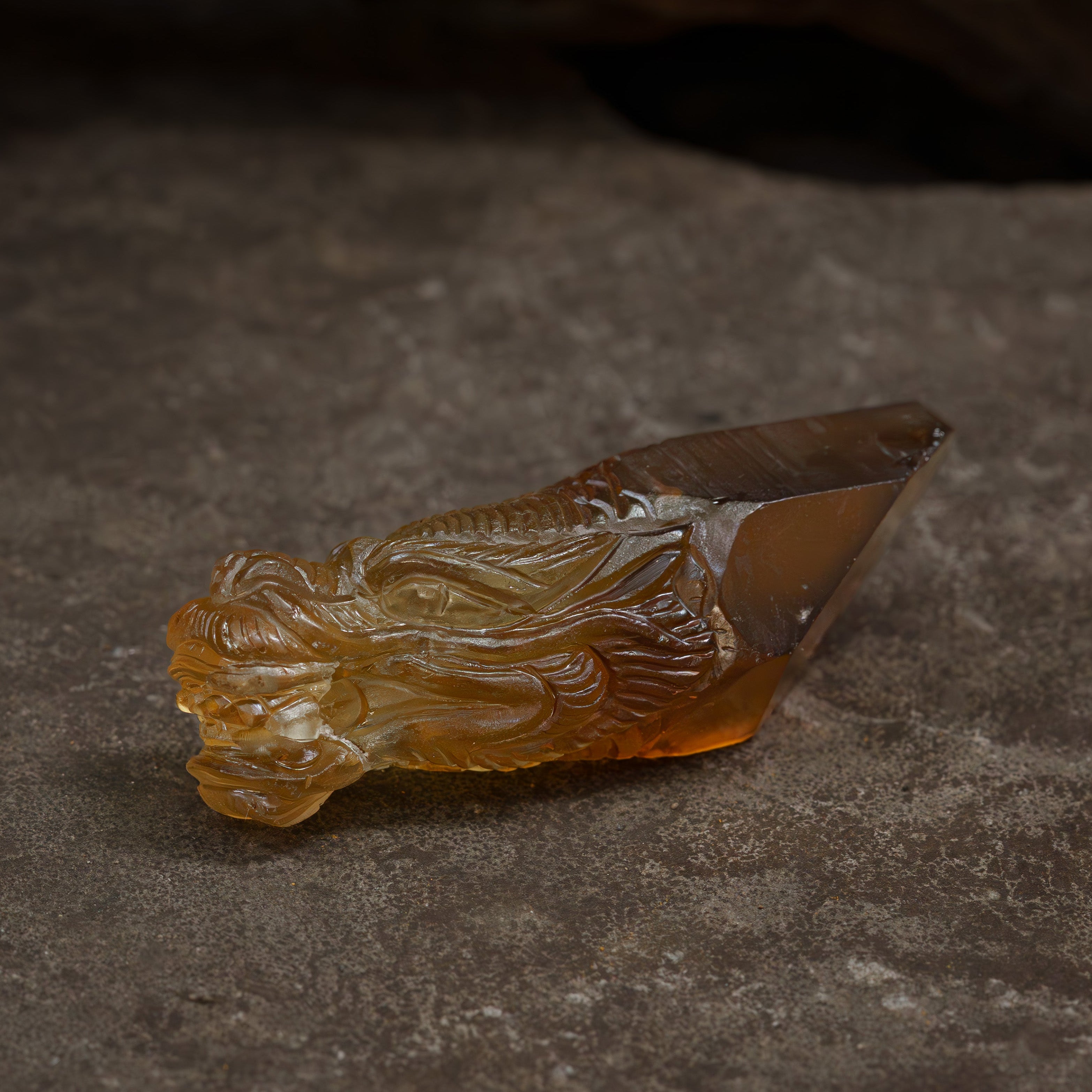 Starborn Hand Carved Unheated Natural Citrine Dragon Head - 1 Piece