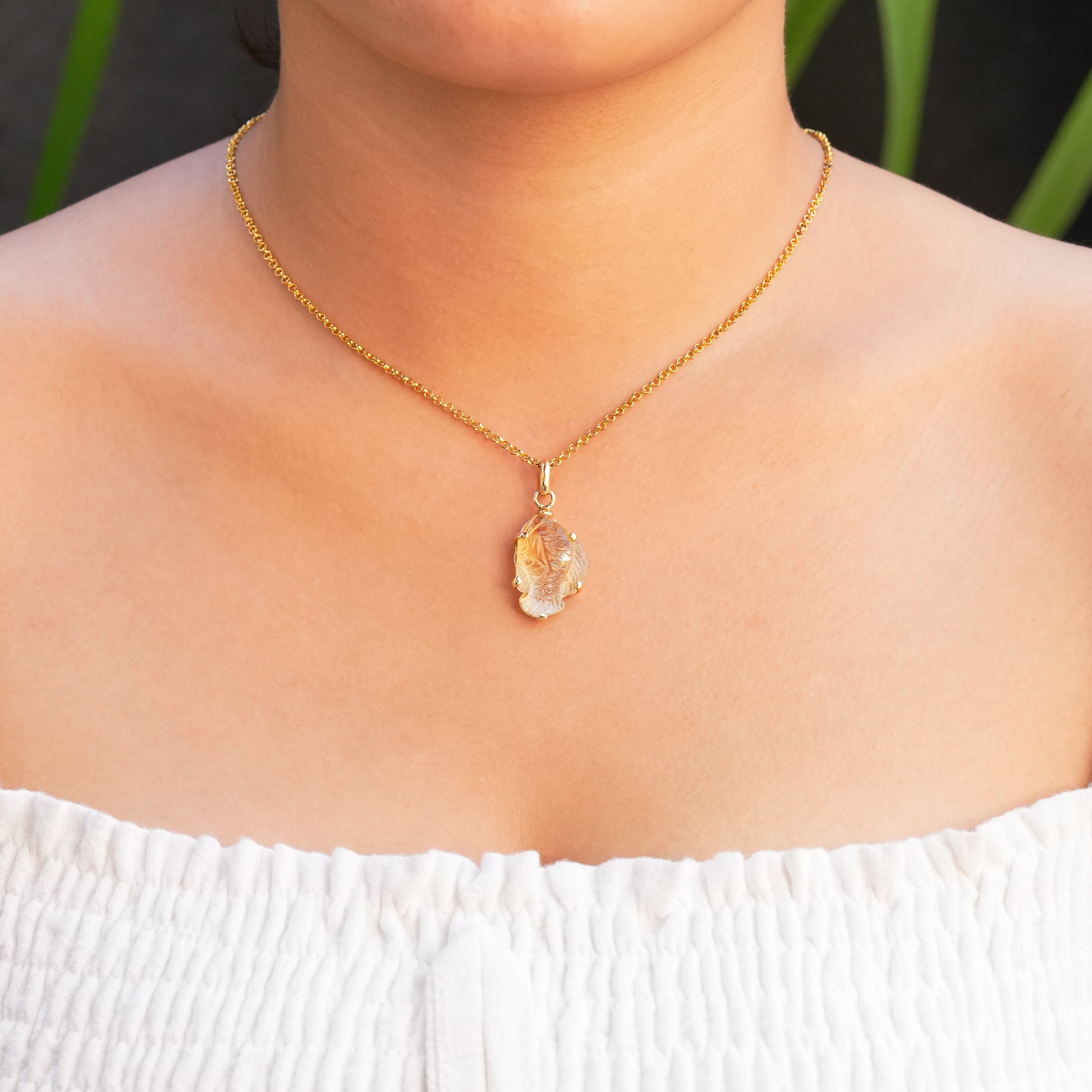 Starborn Citrine Koi Fish Pendant in Nordic Gold