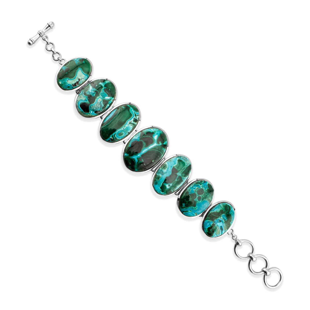 Starborn Chrysocolla Malachite Bracelet in Sterling Silver
