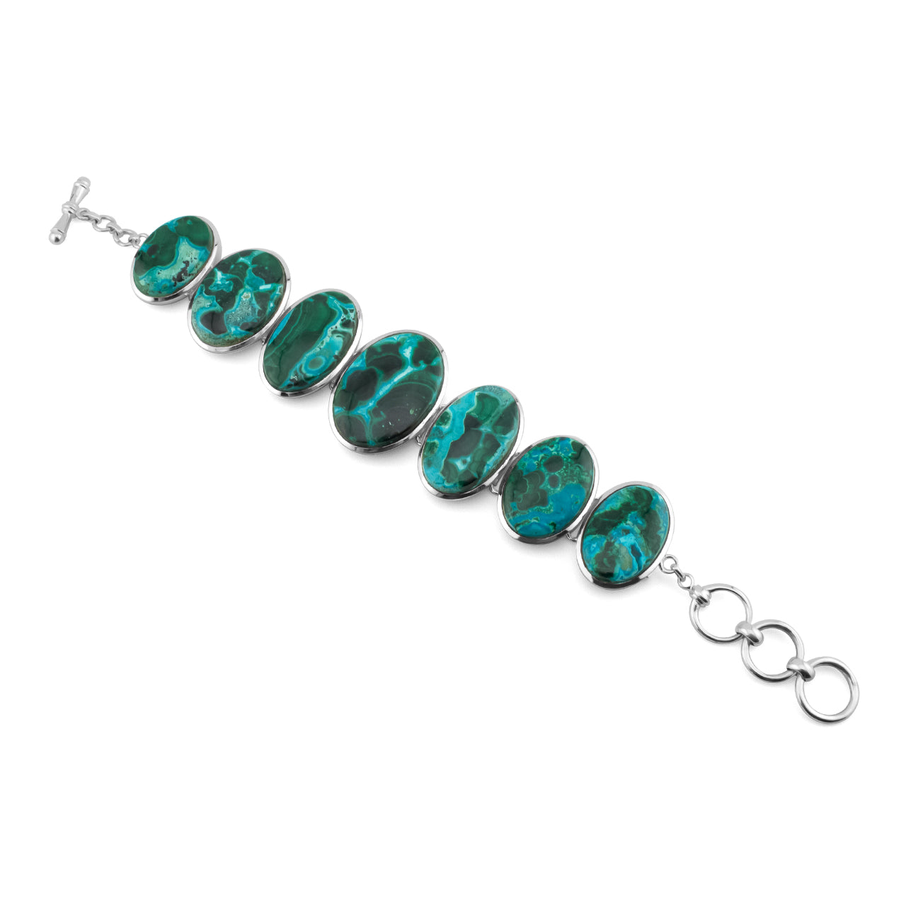 Starborn Chrysocolla Malachite Bracelet in Sterling Silver