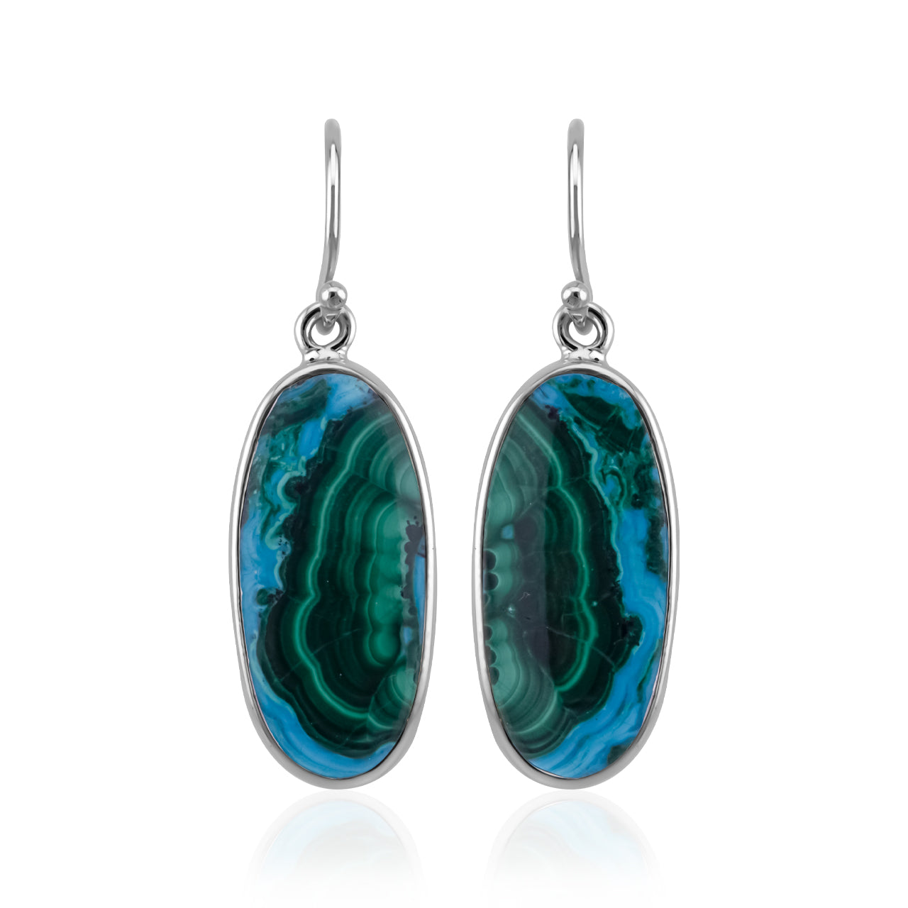 Starborn Chrysocolla Malachite Dangle Earrings in Sterling Silver