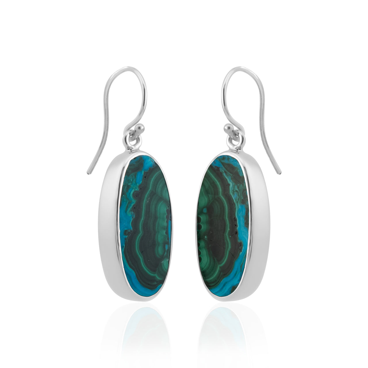 Starborn Chrysocolla Malachite Dangle Earrings in Sterling Silver