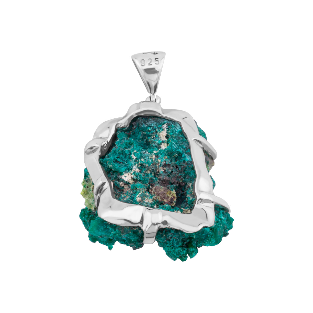 Starborn Dioptase and Dufftite Prong Set Pendant in Sterling Silver