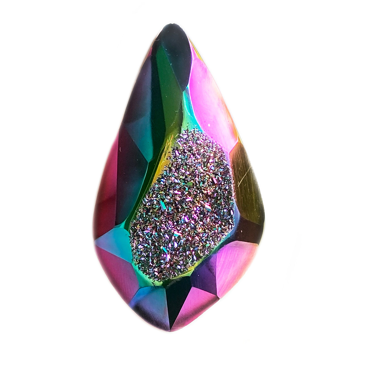 Starborn Drusy Quartz Faceted Rainbow Cabochon 51mm – 1 Piece