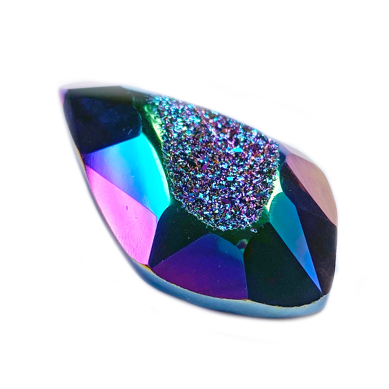 Starborn Drusy Quartz Faceted Rainbow Cabochon 51mm – 1 Piece