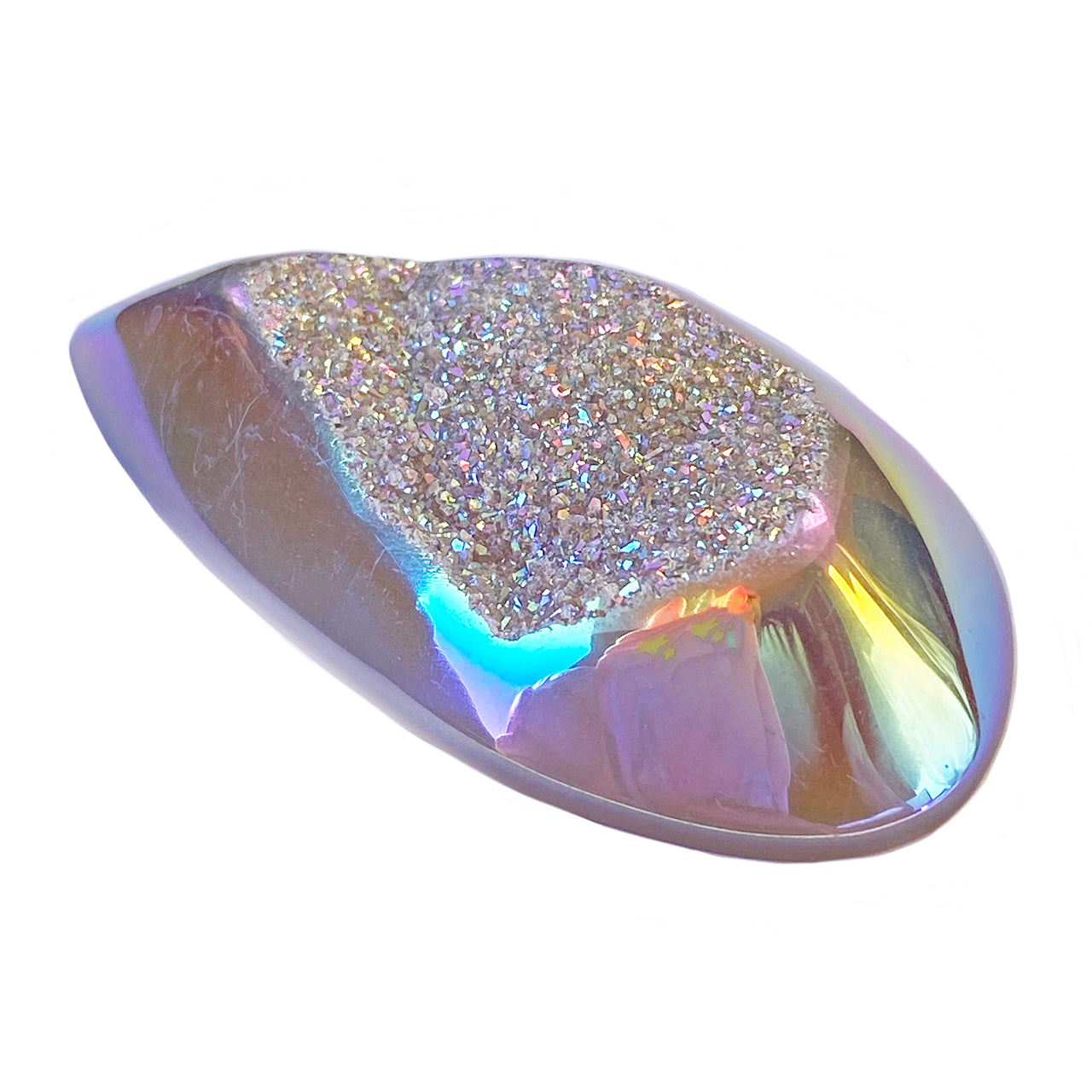Starborn Drusy Quartz Iridescent Pastel Free-Form Cabochon 58mm – 1 Piece
