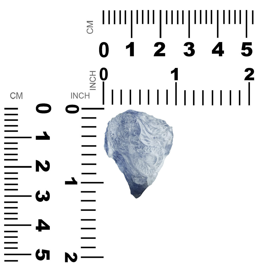 Blue Dumortierite in Quartz Crystal Dragon Carving