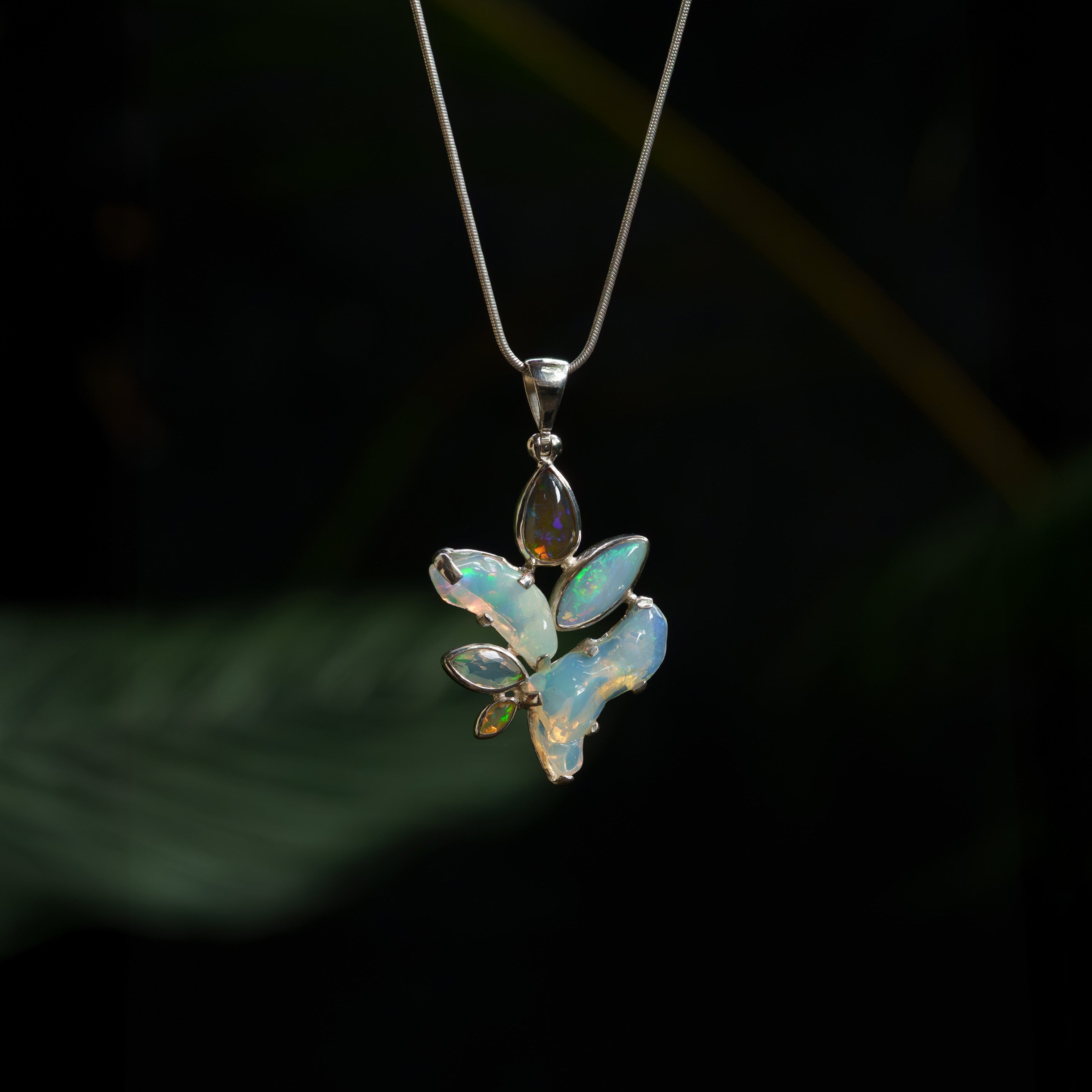 Starborn Natural Ethiopian Opal Harmony Pendant Tumbled and Cabochon Mix in Sterling Silver - 1 piece