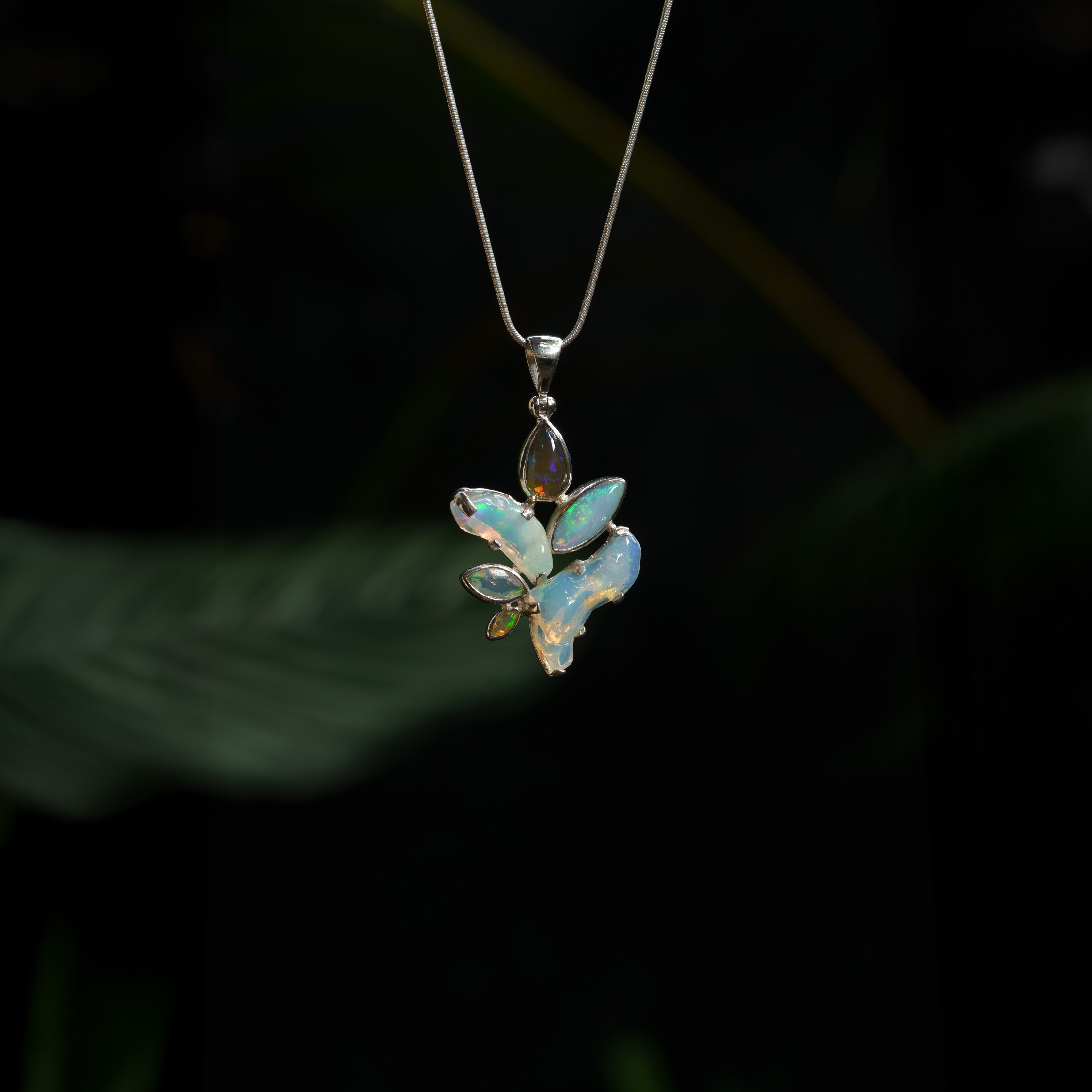 Starborn Natural Ethiopian Opal Harmony Pendant Tumbled and Cabochon Mix in Sterling Silver - 1 piece