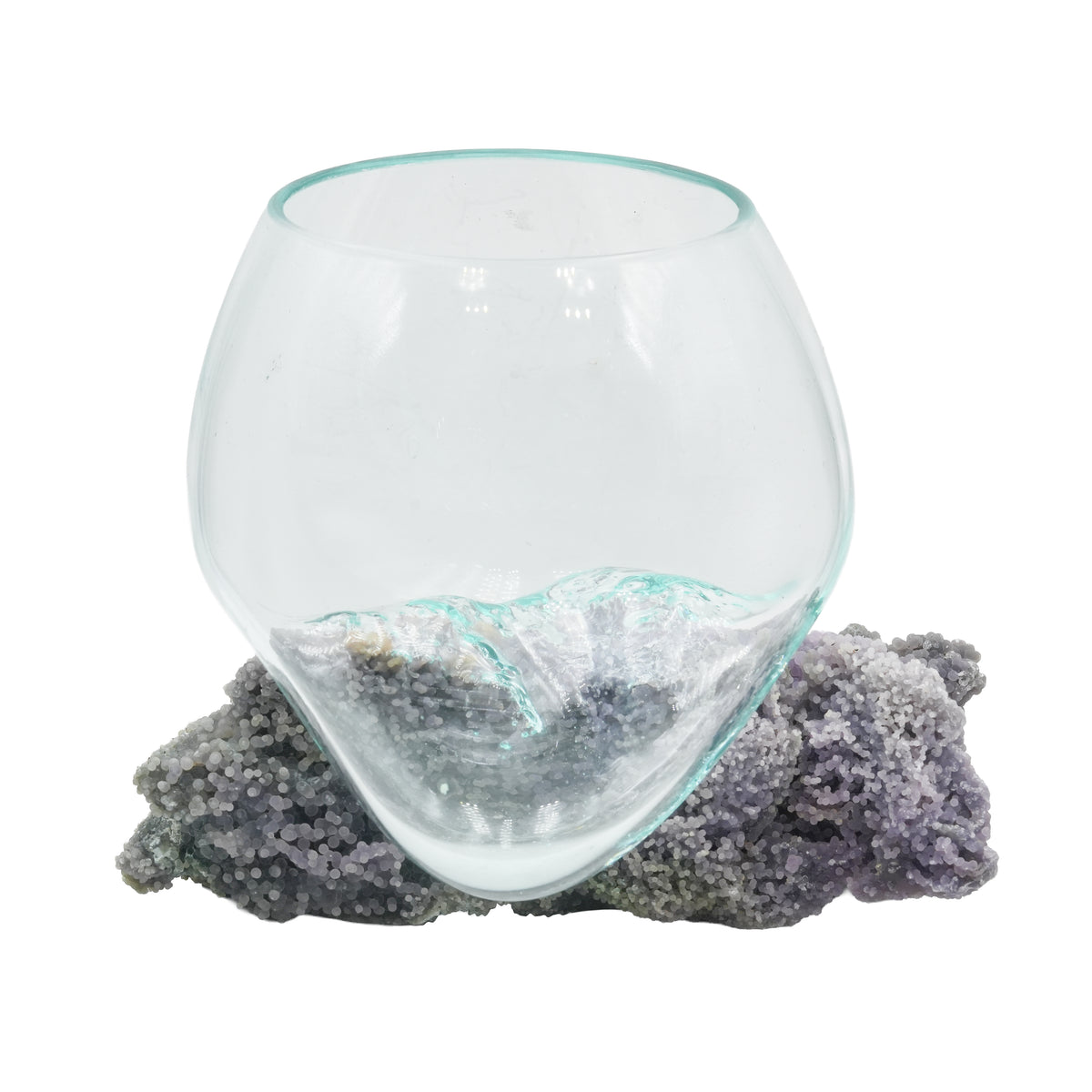 Starborn Molten Glass Display Bowl on Grape Chalcedony