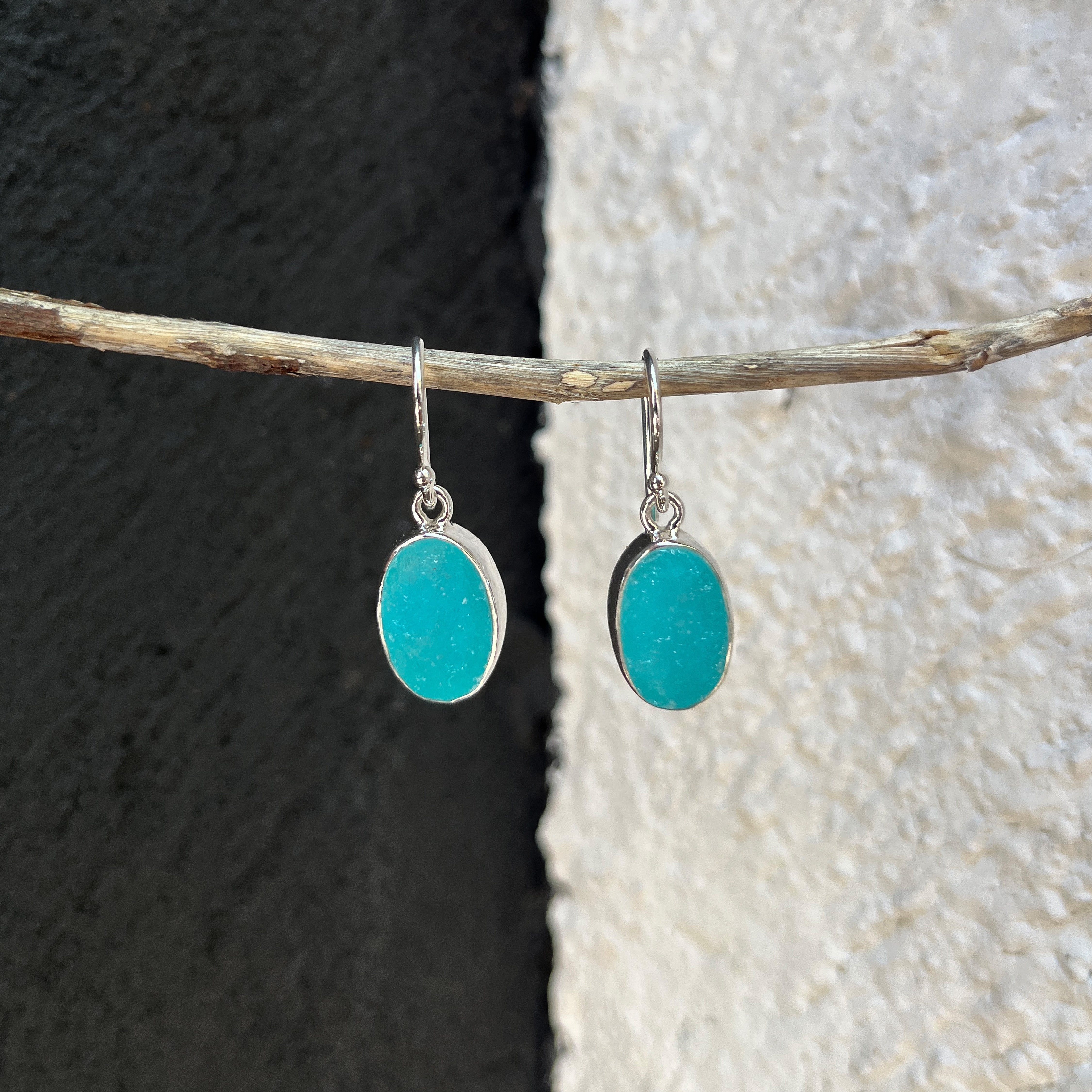 Starborn Hemimorphite Dangle Earrings in Sterling Silver