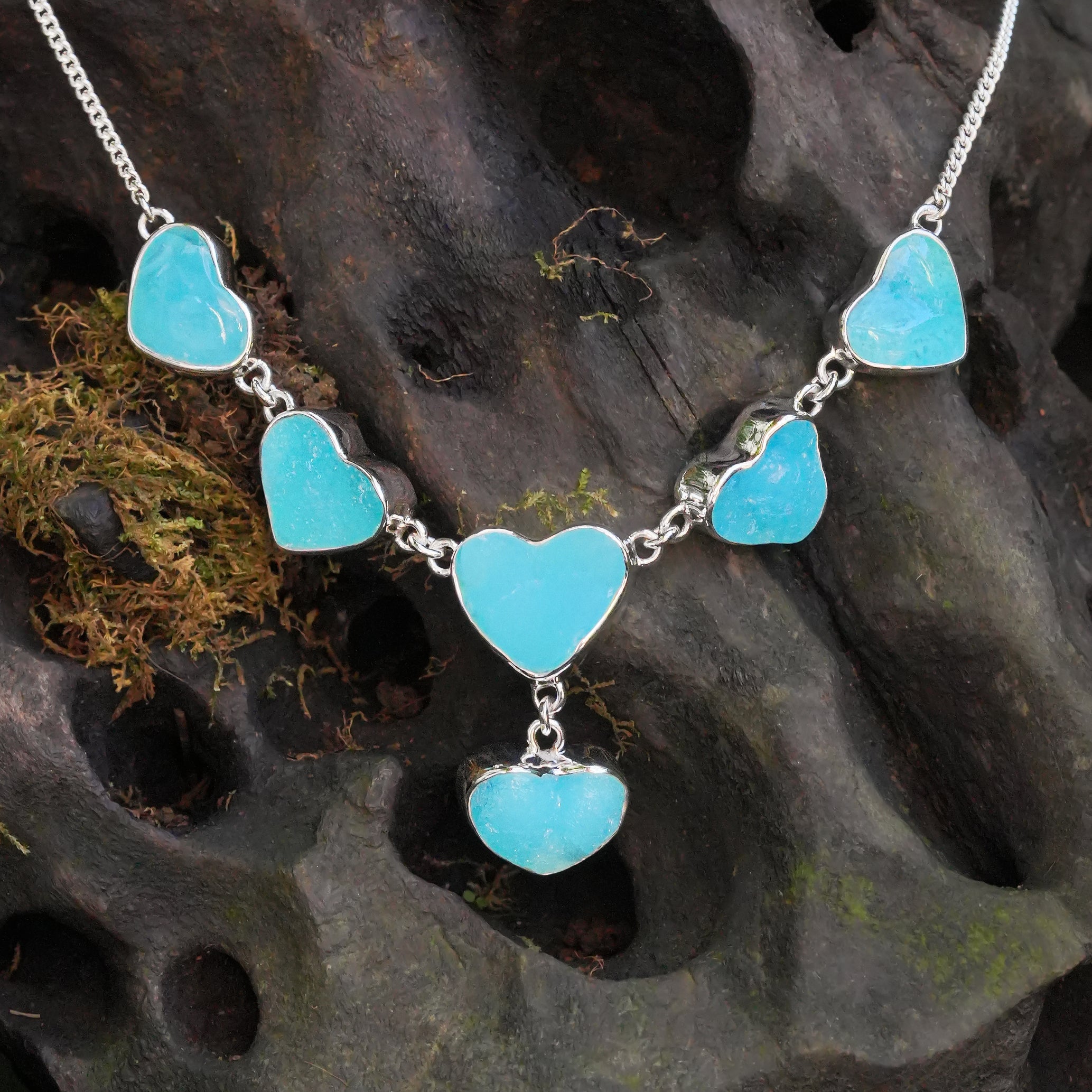 Collar ajustable de hemimorfita Starborn en forma de corazón, de plata de ley - 1 unidad