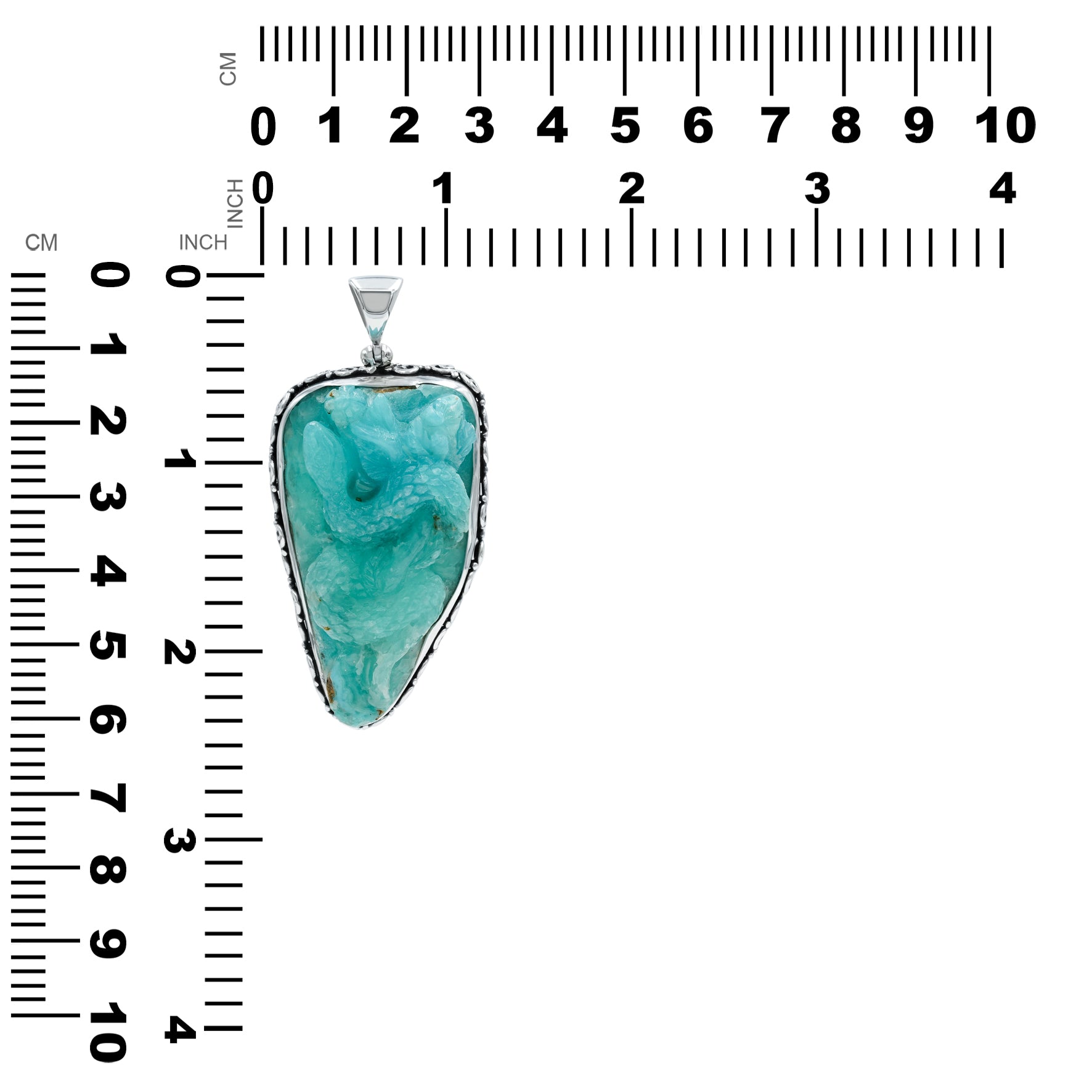 Starborn Hemimorphite Snake Carving Pendant in Sterling Silver