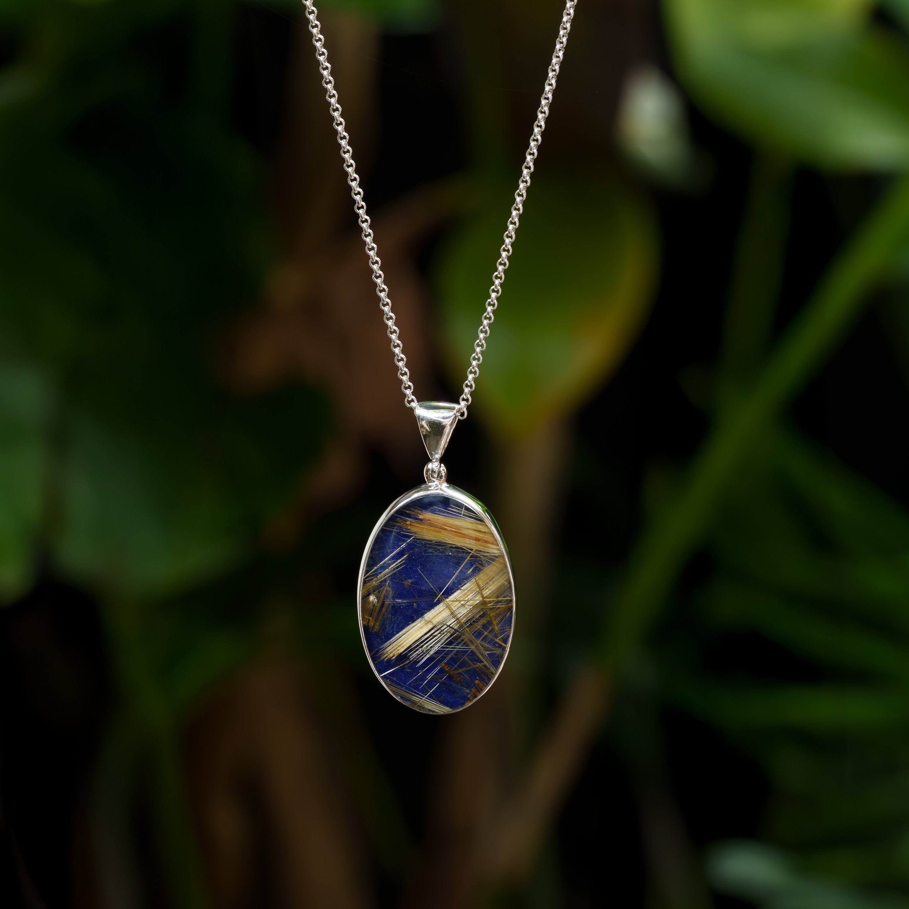 Starborn Lapis Lazuli Rutile Doublet Pendant in Sterling Silver