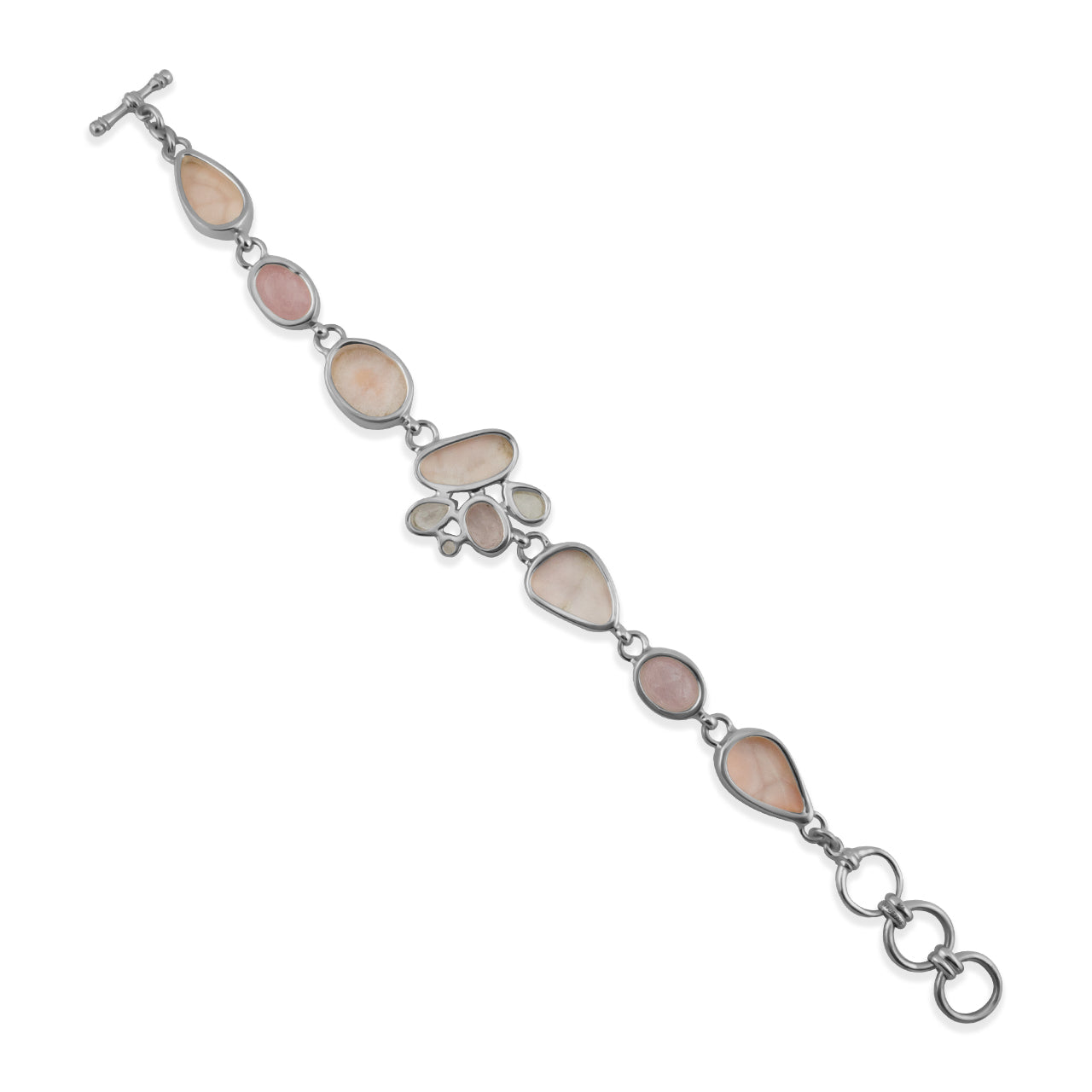 Starborn Pink Natrolite with Morganite Bracelet in Sterling Silver