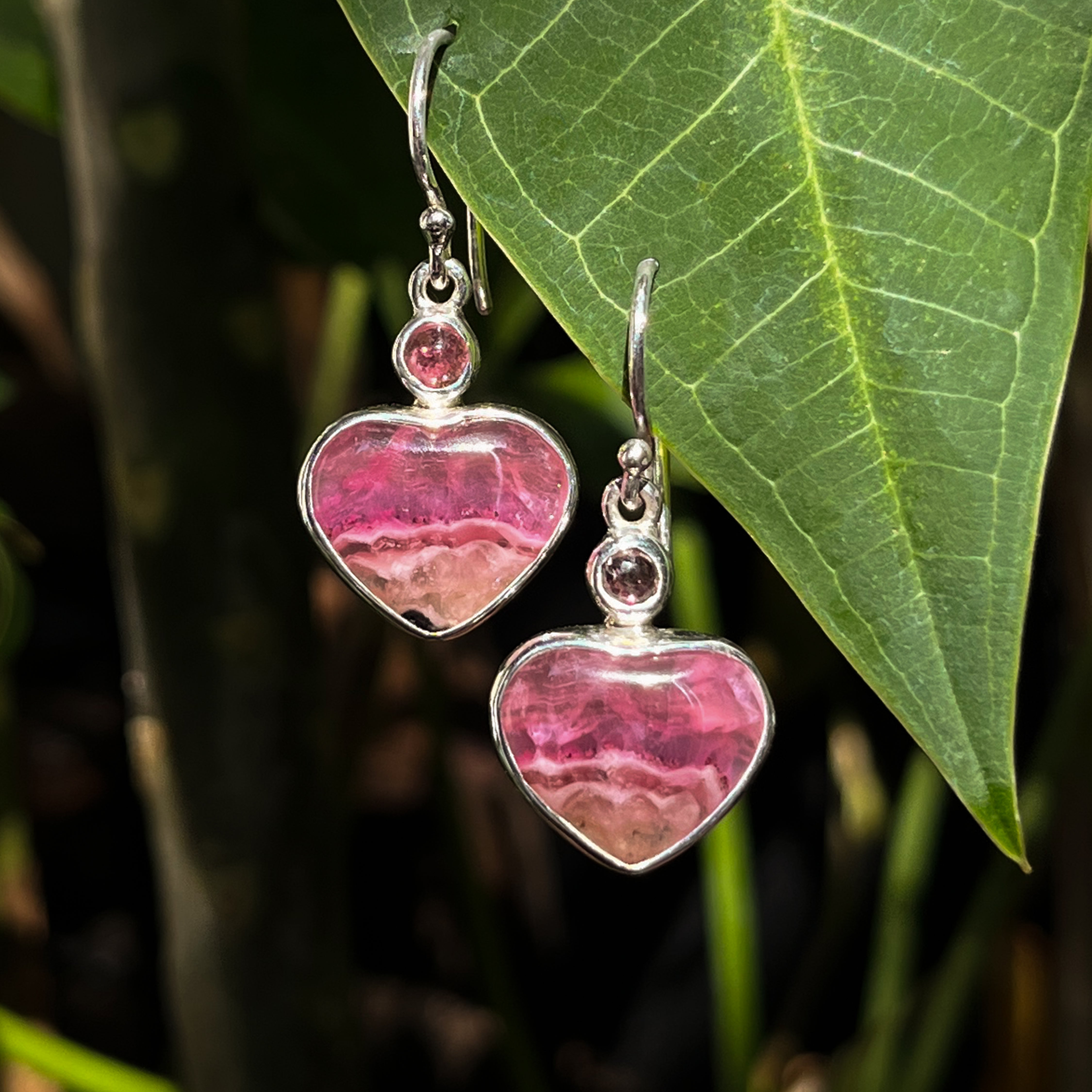 Starborn Pink Cobalto Calcite Heart & Pink Tourmaline Accent Drop Earrings in Sterling Silver - 1 Piece