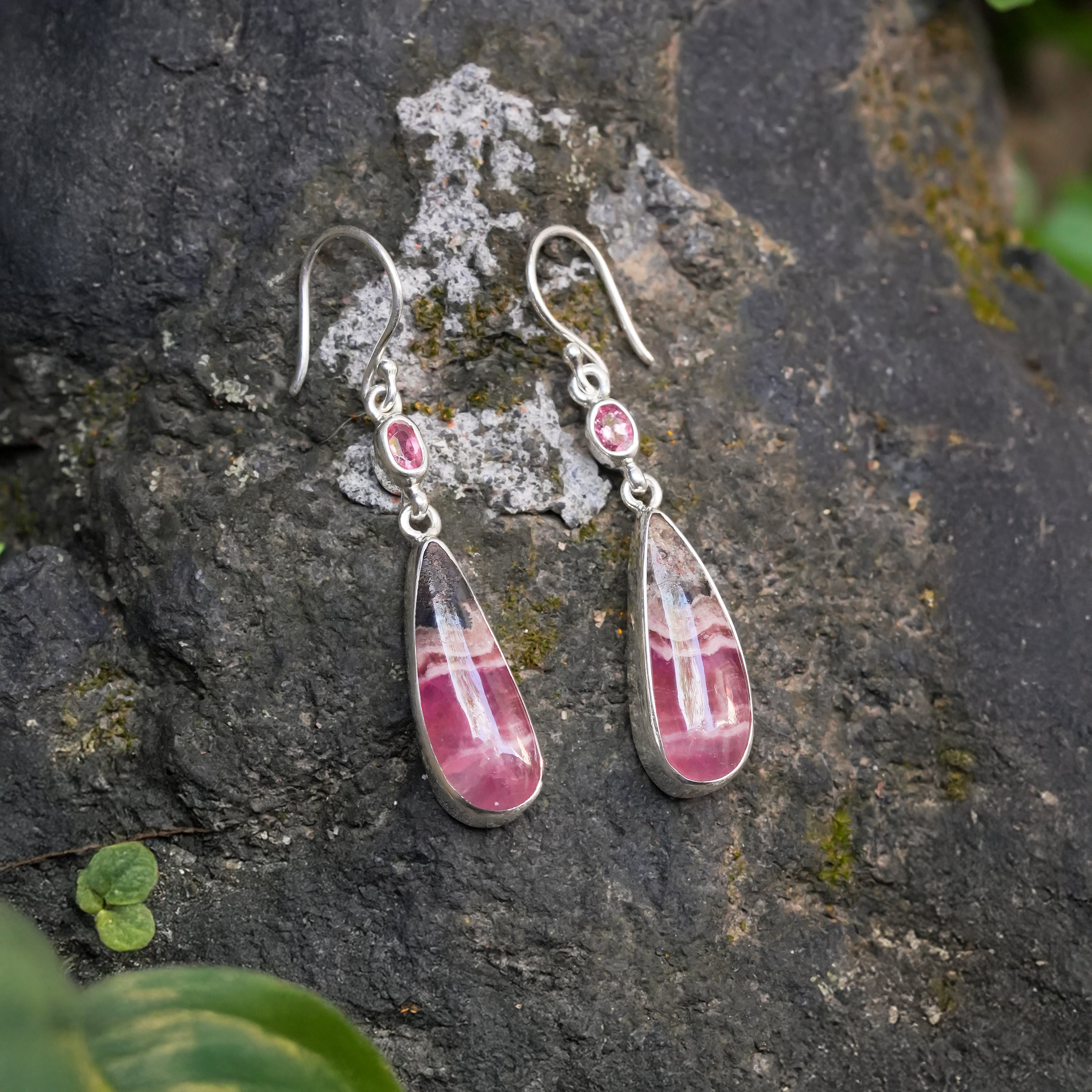Starborn Pink Cobalto Calcite Dangle Earrings in Sterling Silver
