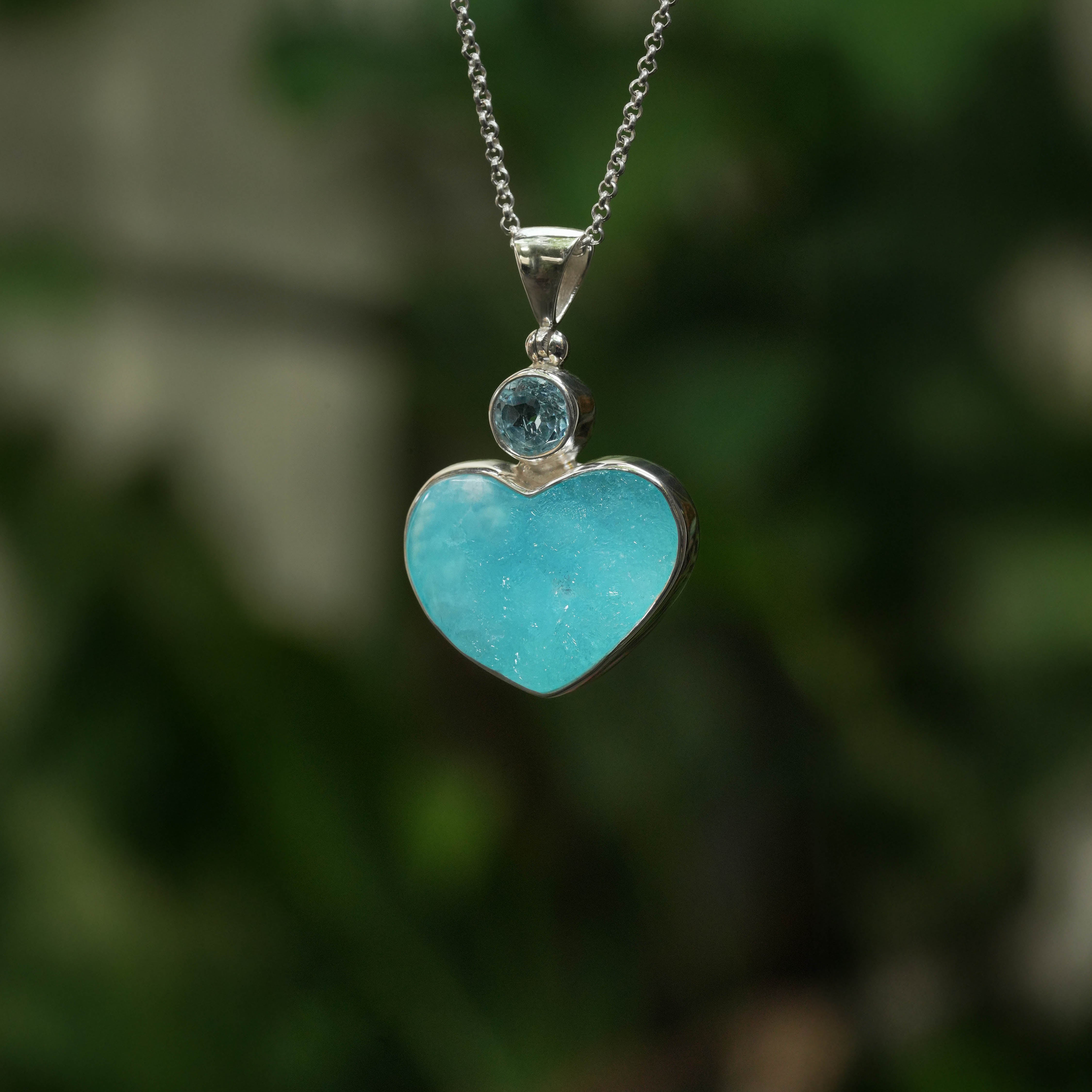 Starborn Hemimorphite Heart Pendant in Sterling Silver