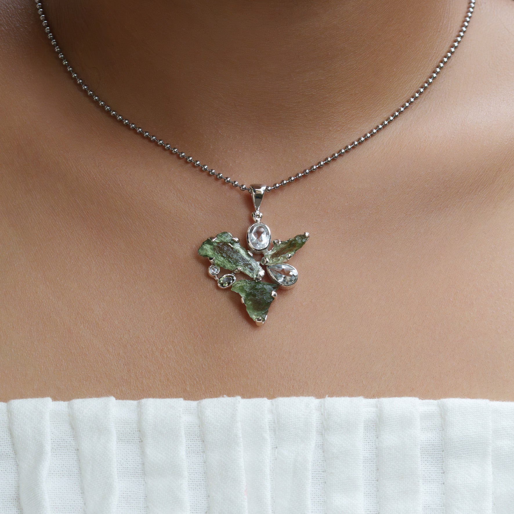 Starborn Moldavite Pendant in Sterling Silver