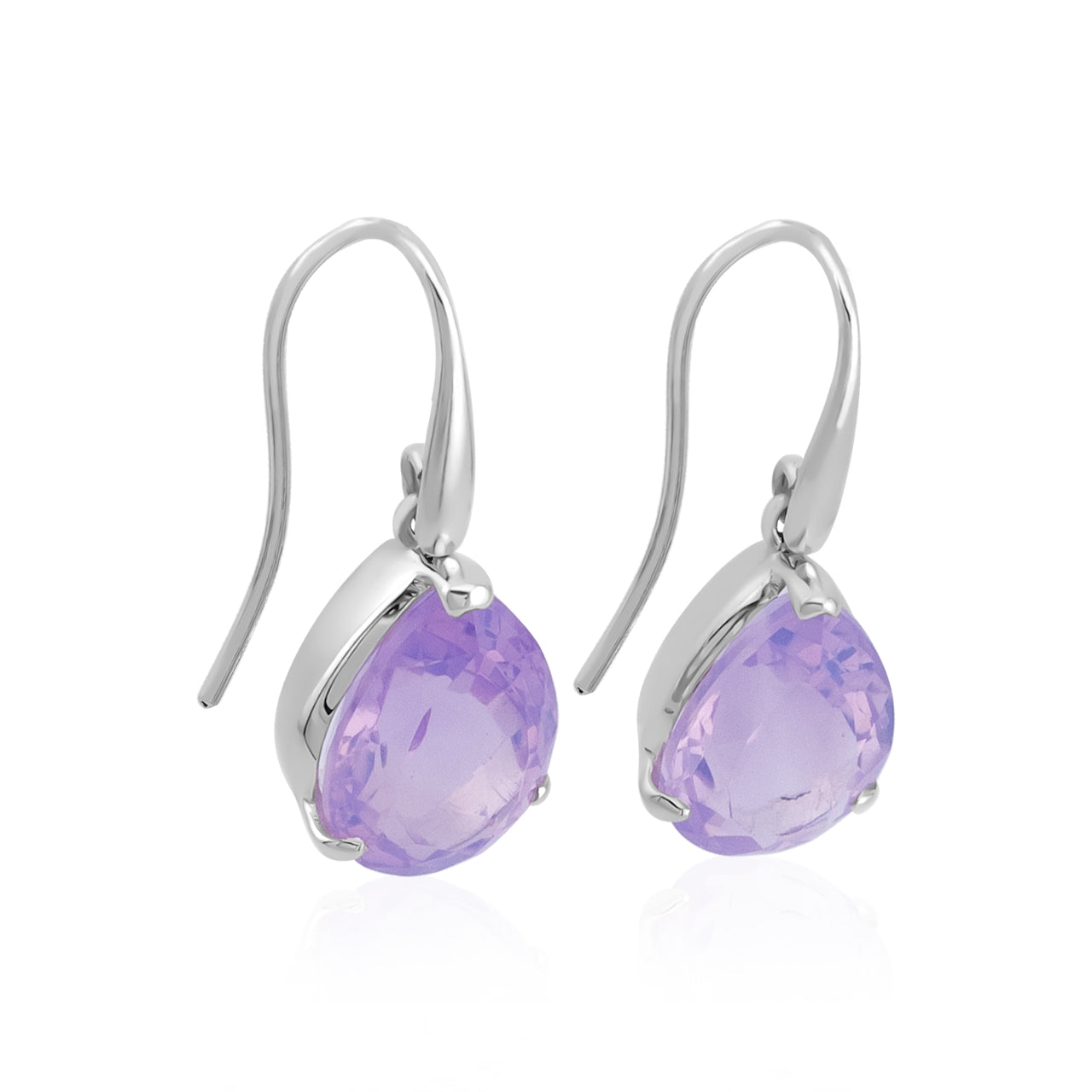 Starborn Faceted Moon Amethyst Dangle Earrings in Sterling Silver
