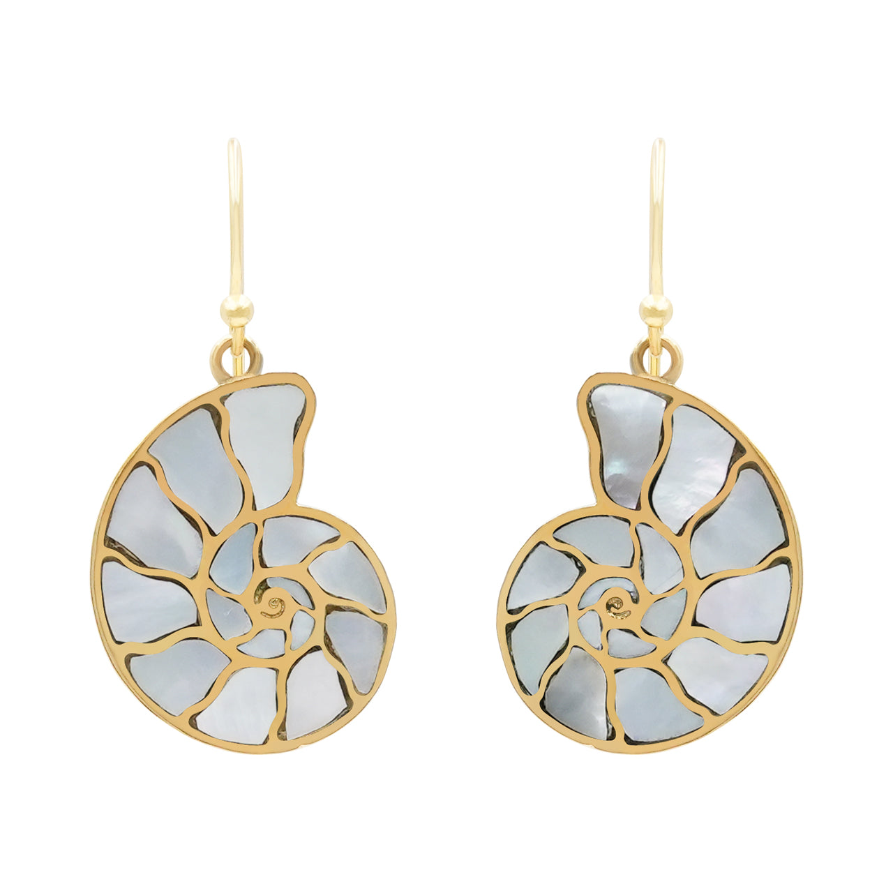 Starborn Nautilus Ammonite with Mother of Pearl Inlay Earring