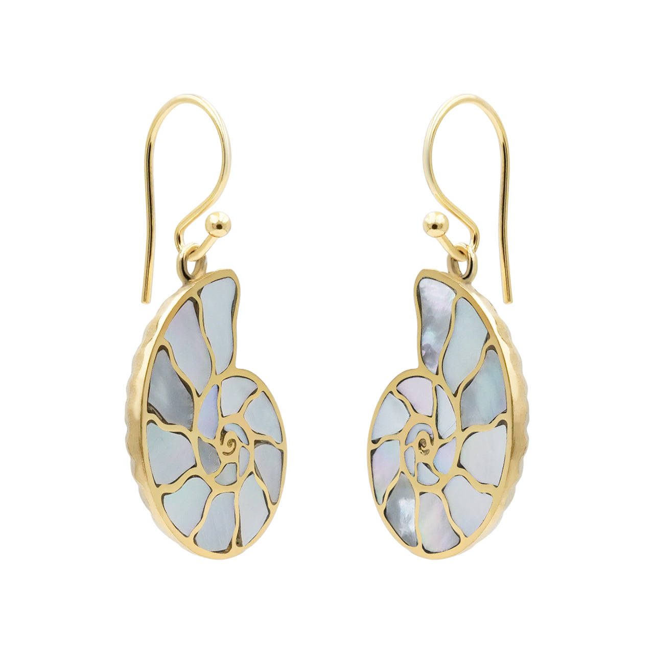 Starborn Nautilus Ammonite with Mother of Pearl Inlay Earring