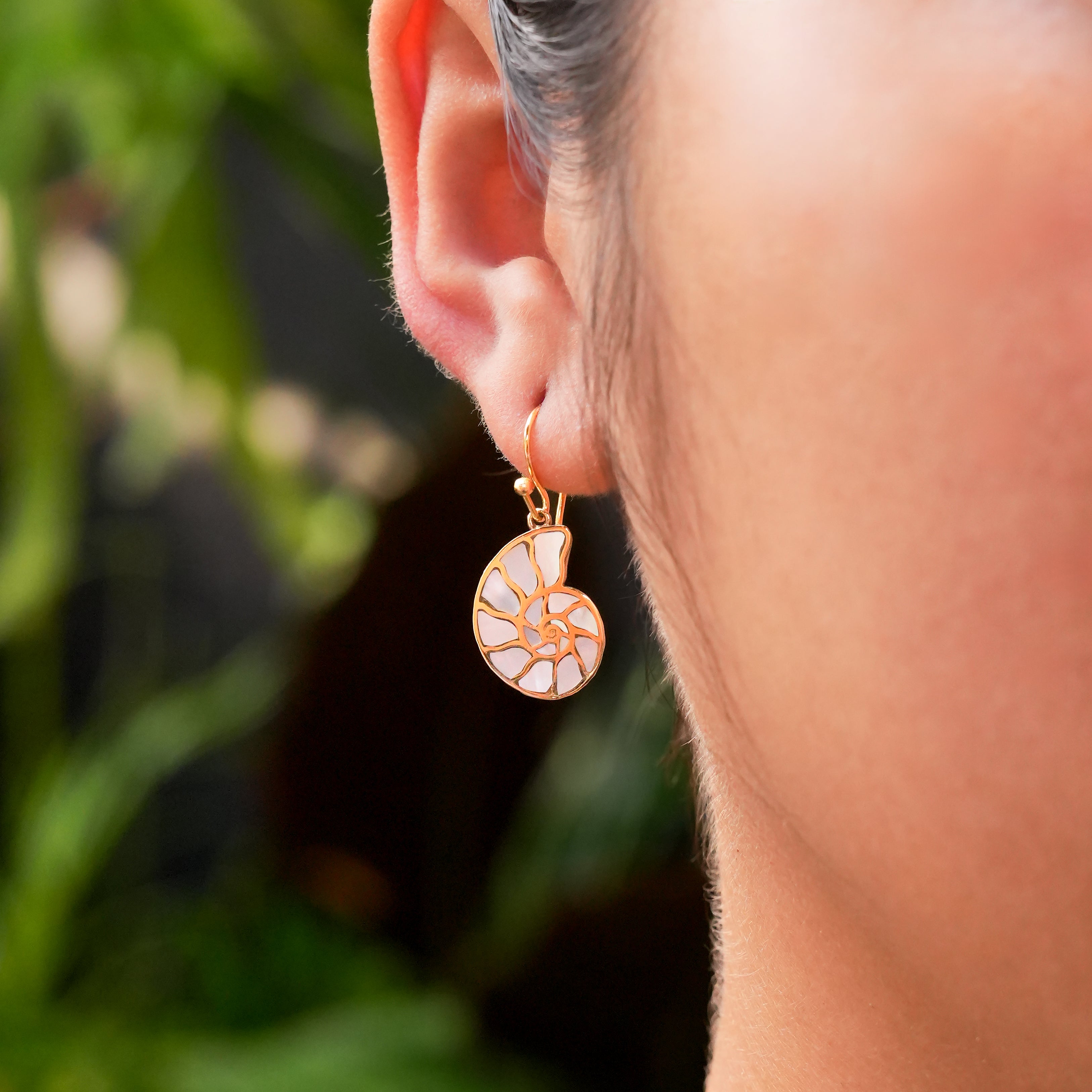 Starborn Nautilus Ammonite with Mother of Pearl Inlay Earring