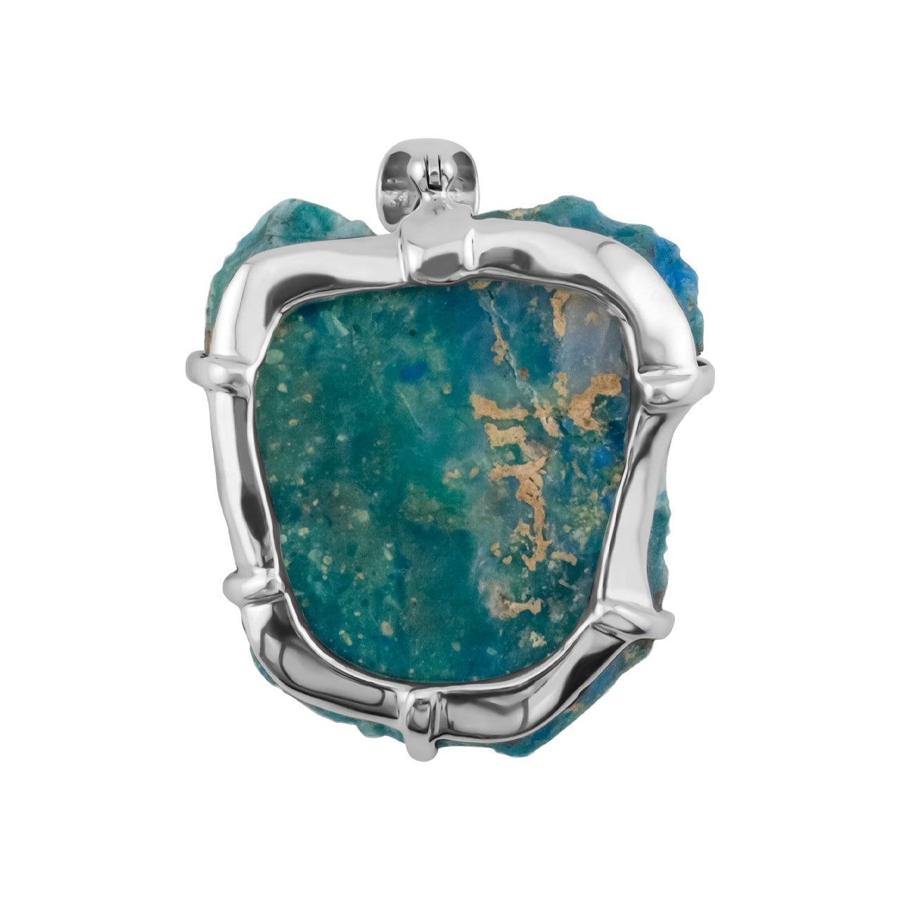 Starborn Peruvian Blue Opal Dragon Carving Pendant in Sterling Silver