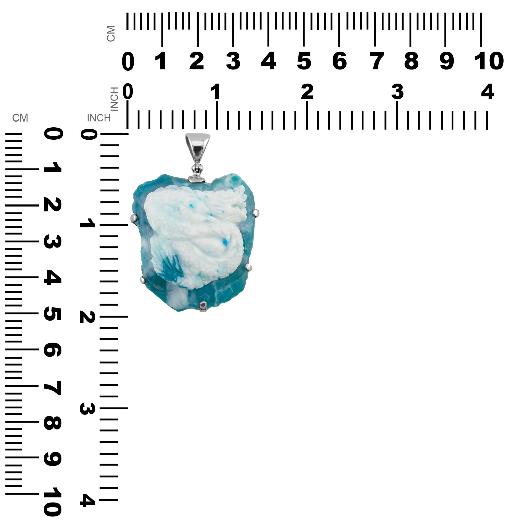 Starborn Peruvian Blue Opal Dragon Carving Pendant in Sterling Silver