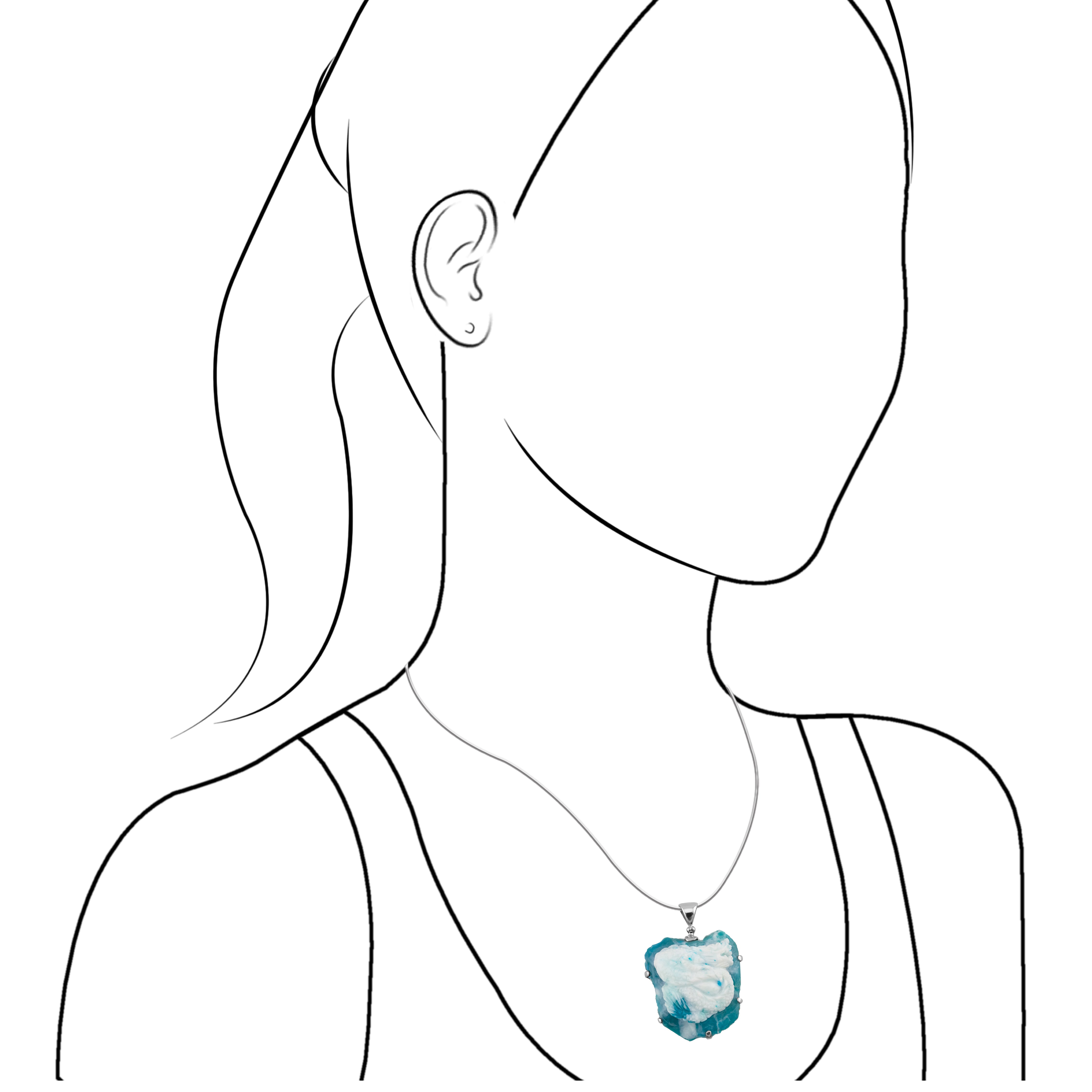 Starborn Peruvian Blue Opal Dragon Carving Pendant in Sterling Silver