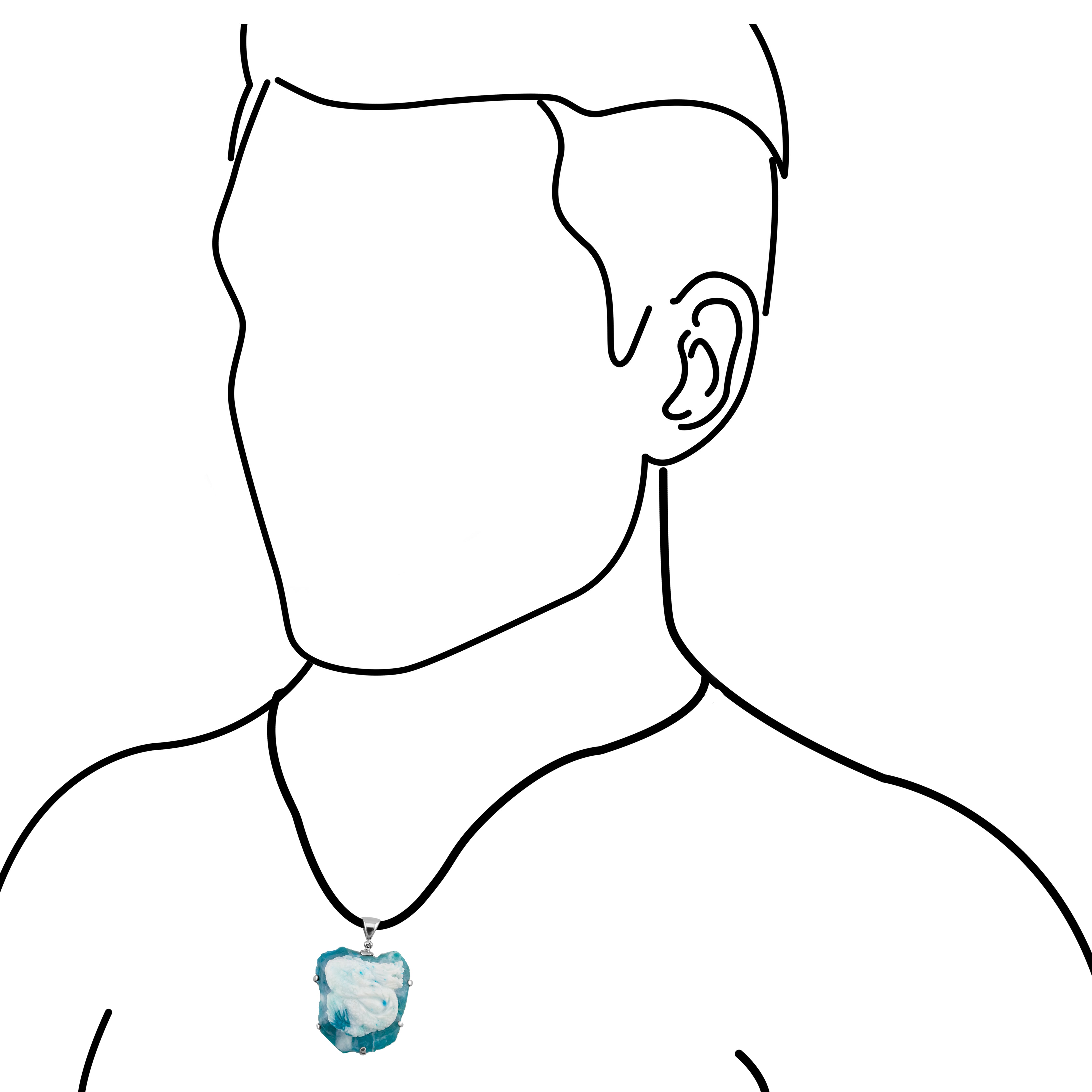 Starborn Peruvian Blue Opal Dragon Carving Pendant in Sterling Silver