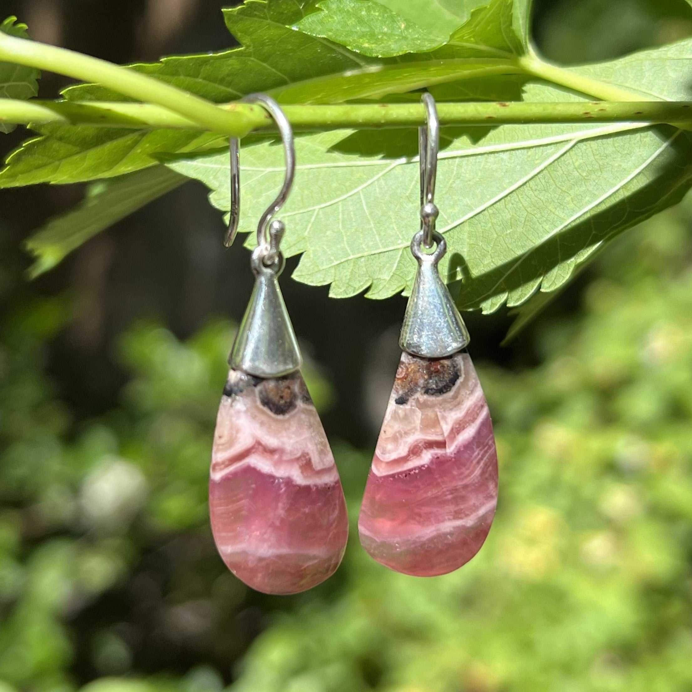 Starborn Pink Cobalto Calcite Dangle Earrings in Sterling Silver