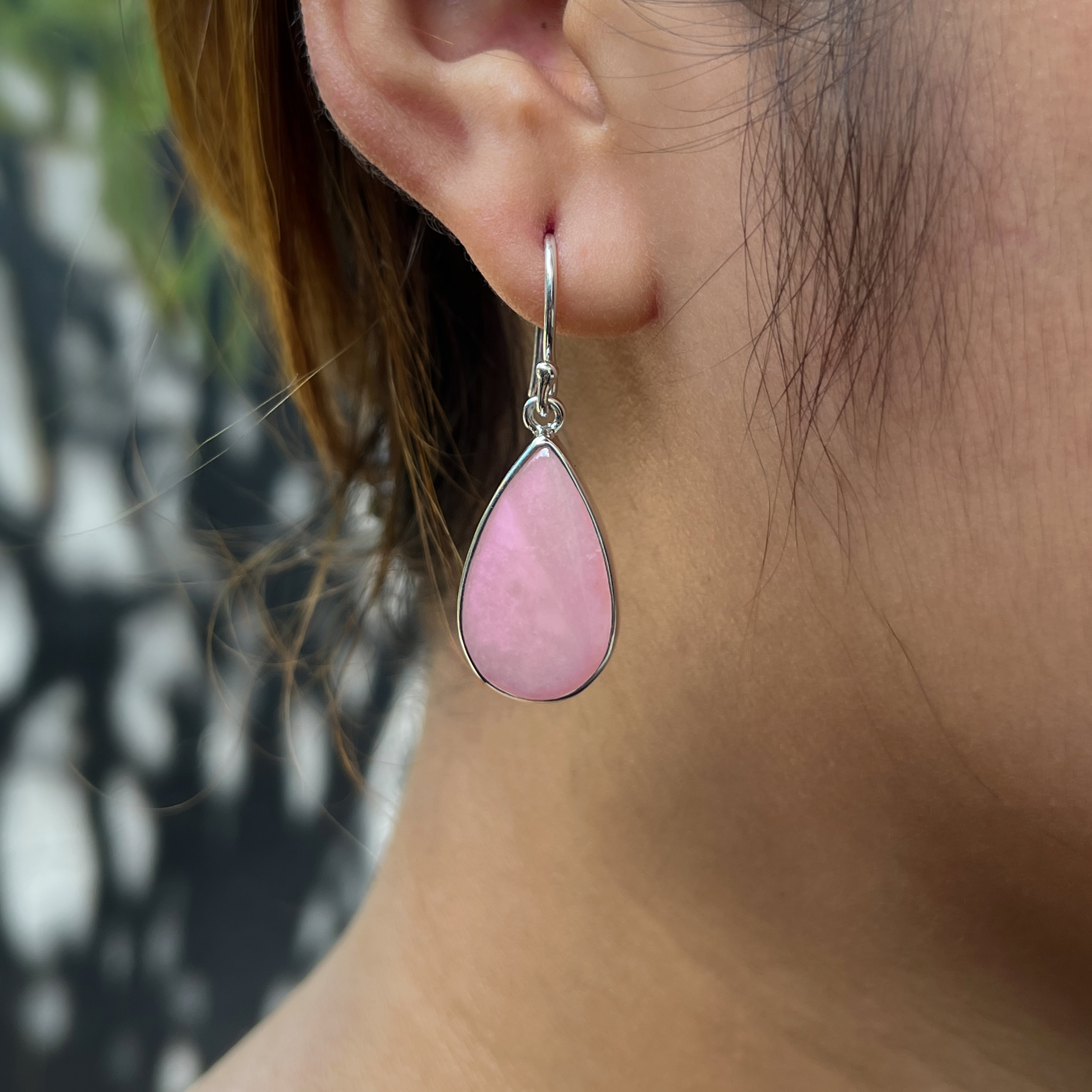 Starborn Pink Opal Dangle Earrings in Sterling Silver