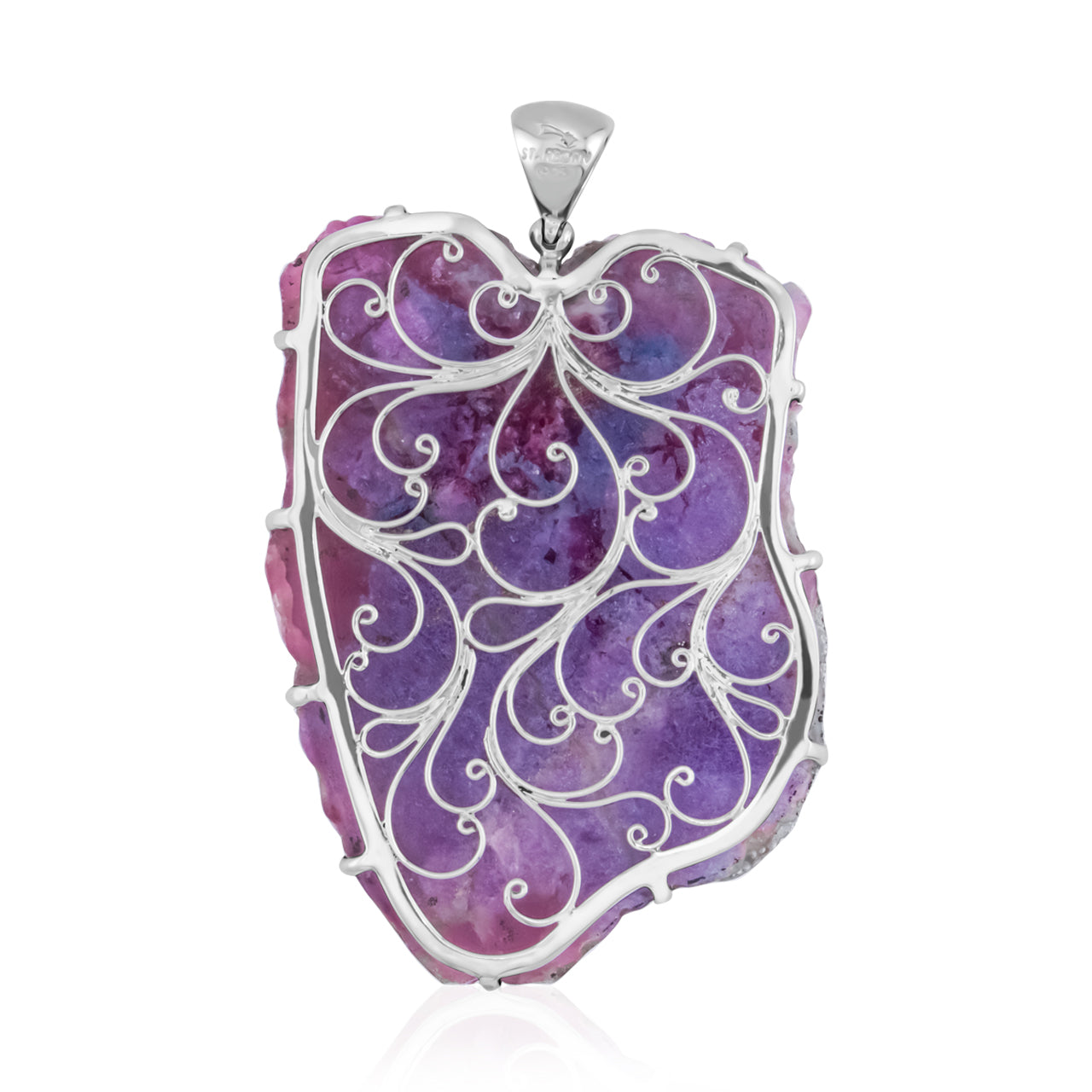 Starborn Rubellite Tourmaline from Paraiba Dragon Carving Pendant in Sterling Silver