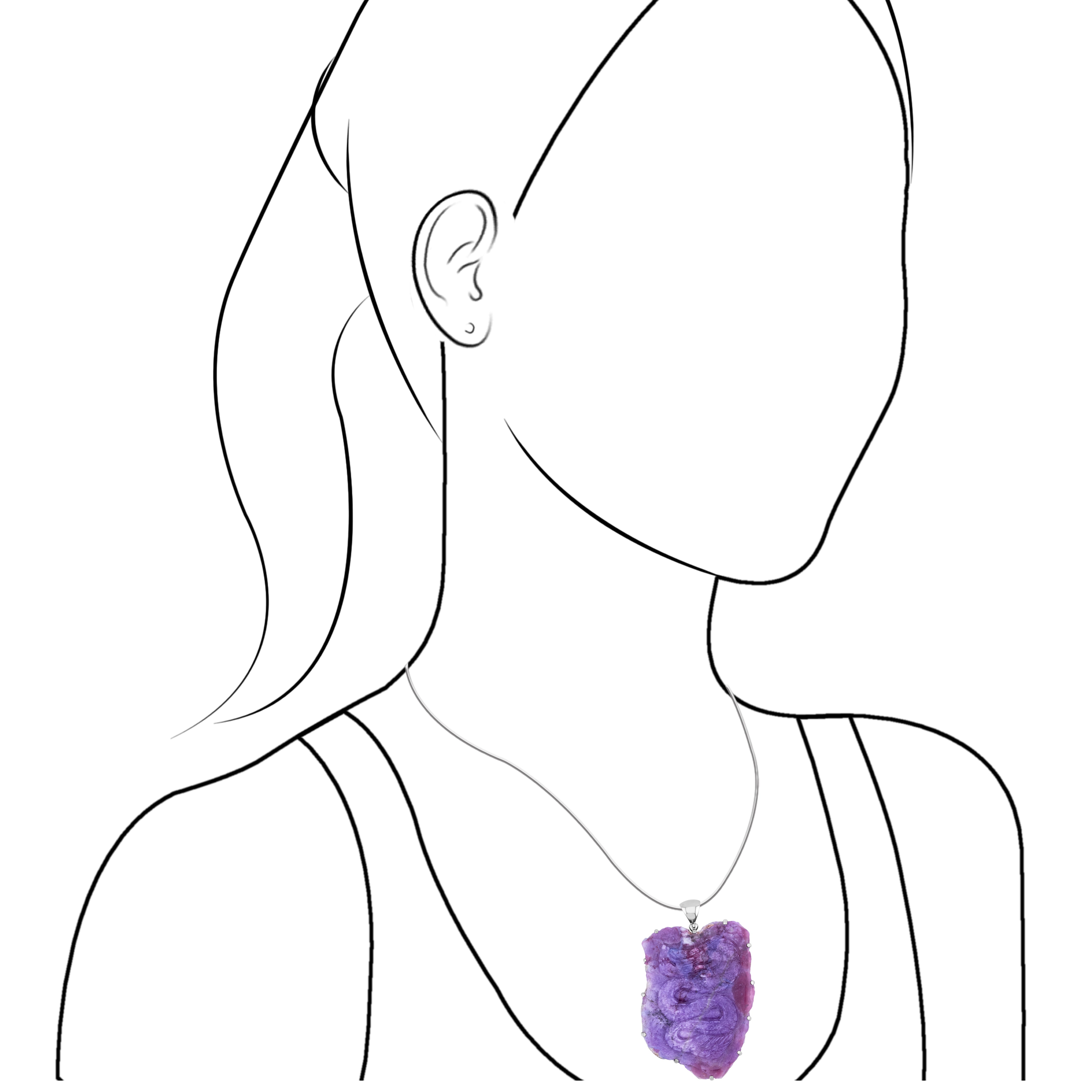 Starborn Rubellite Tourmaline from Paraiba Dragon Carving Pendant in Sterling Silver