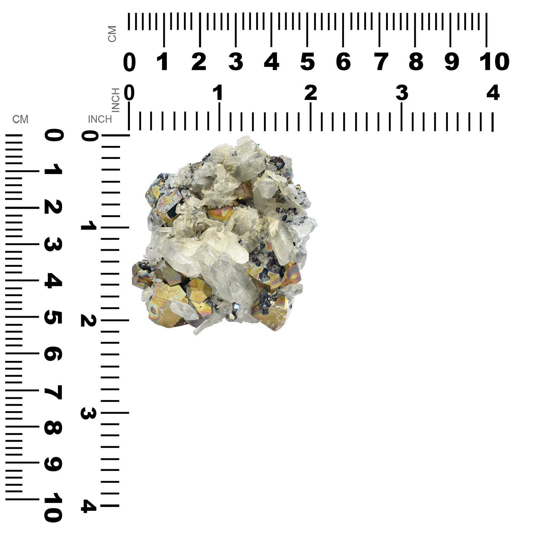 Rainbow Pyrite with Quartz Crystal Specimen 331 carats