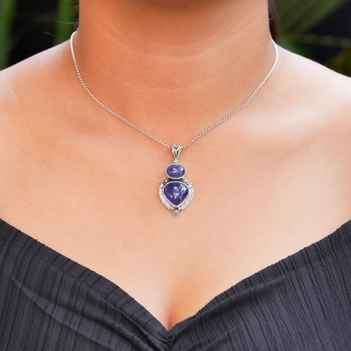 Colgante multi-piedra Starborn de Tektita del Desierto Líbico en Plata de Ley