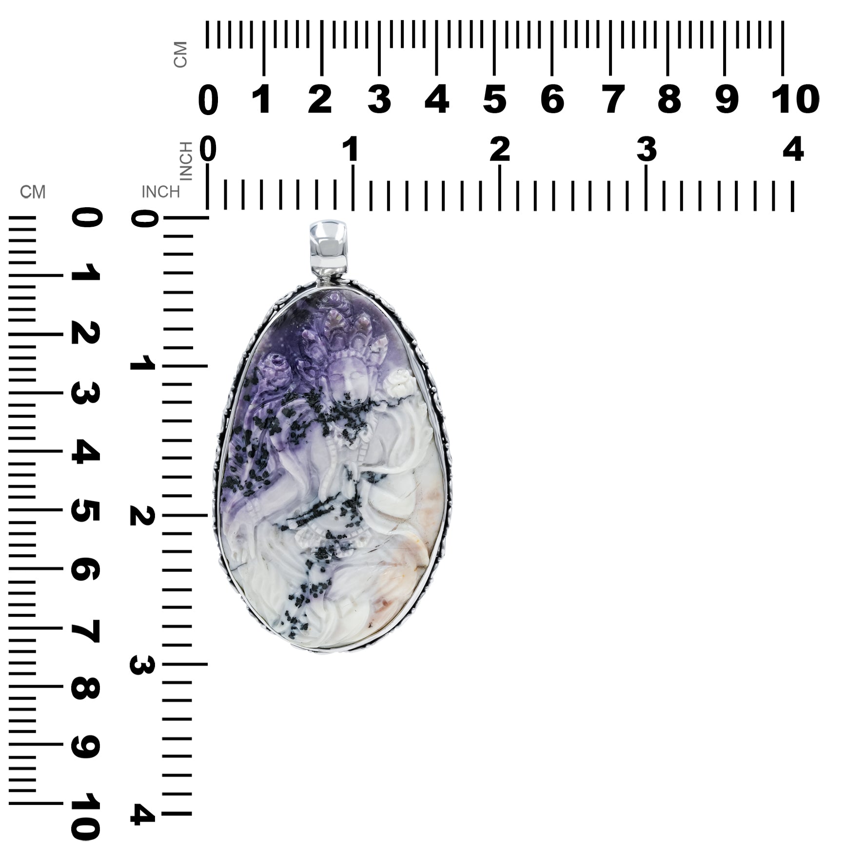 Starborn Tiffany Stone Tara Goddess Carving Pendant in Sterling Silver