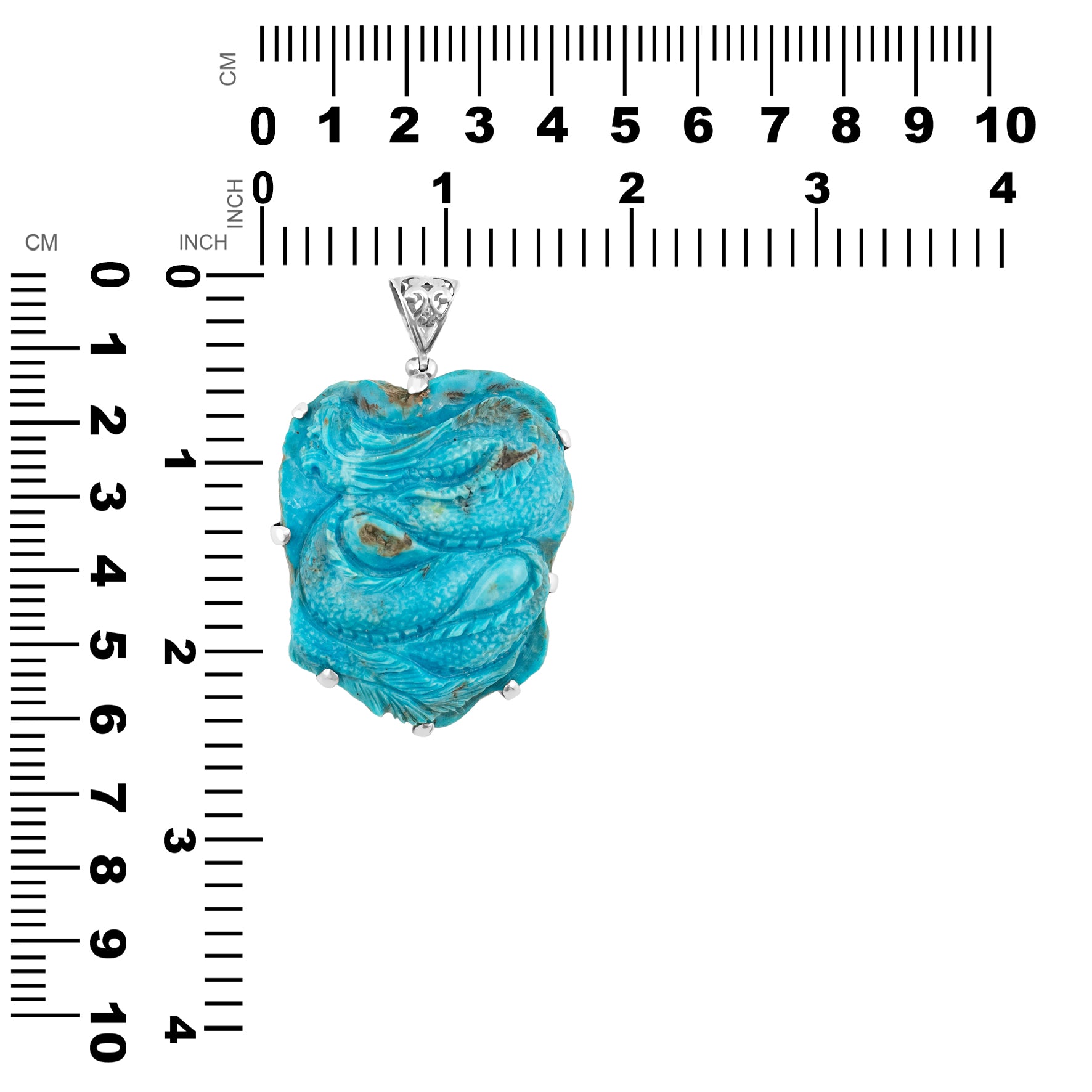 Starborn Narcozari Turquoise Dragon Carving Pendant in Sterling Silver