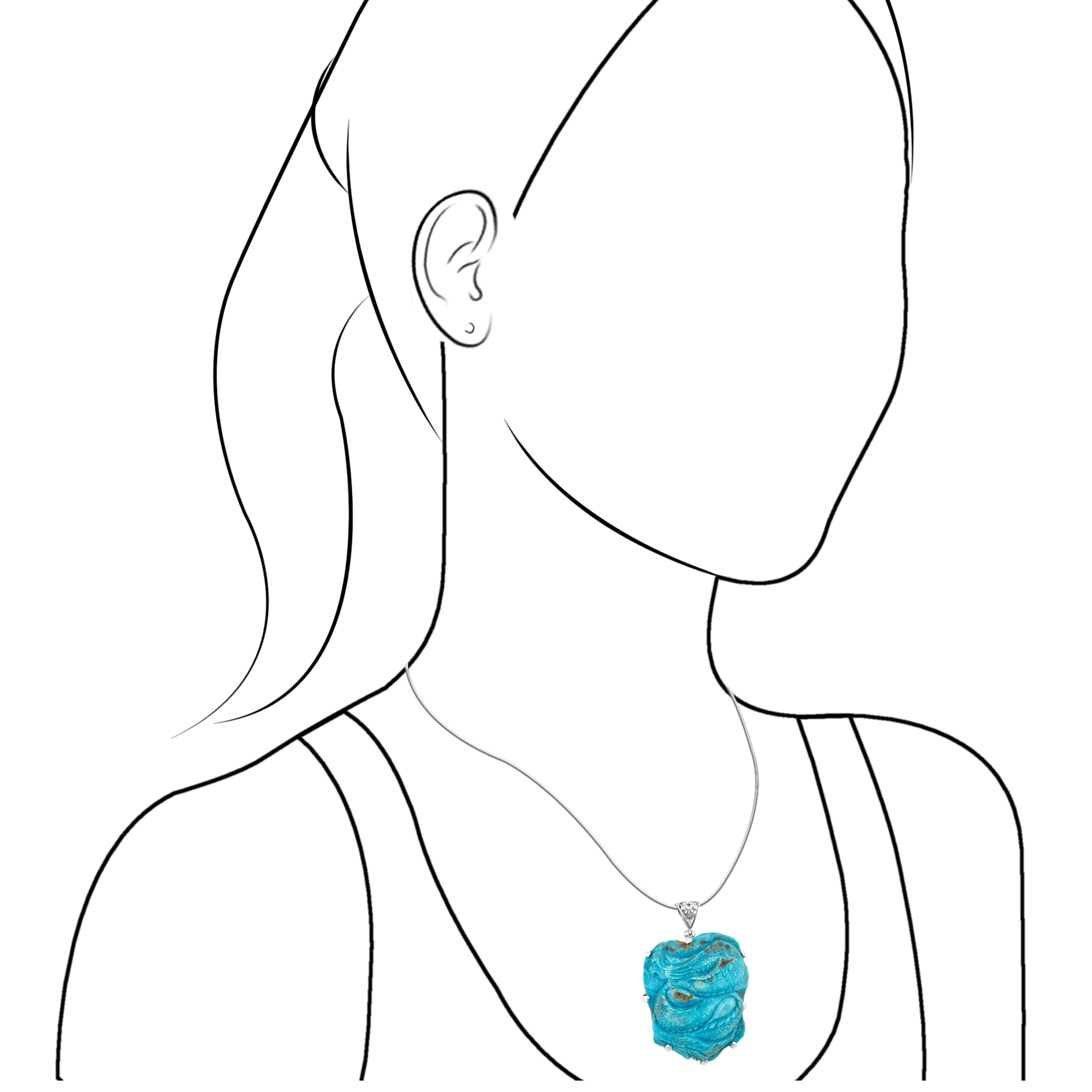 Starborn Narcozari Turquoise Dragon Carving Pendant in Sterling Silver