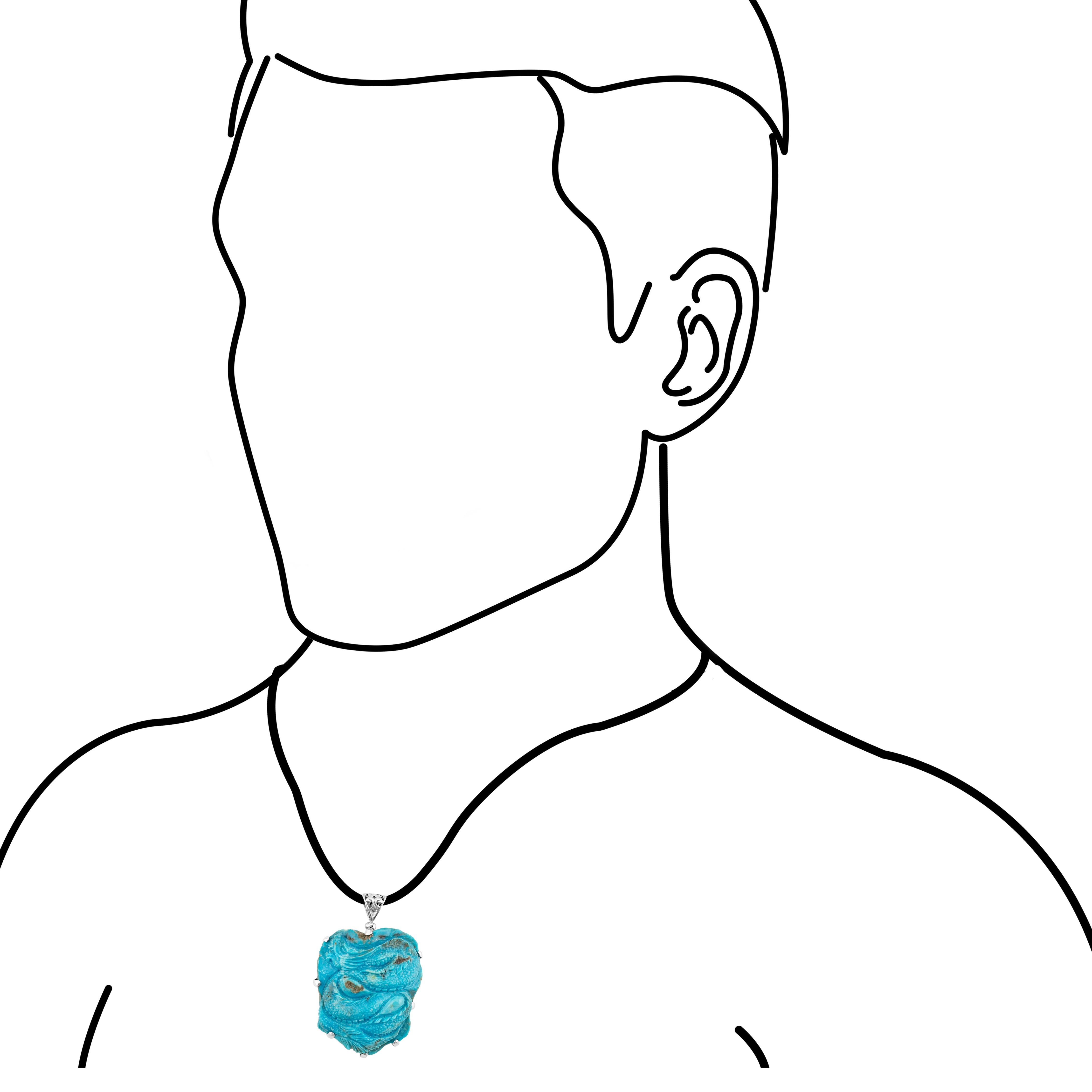 Starborn Narcozari Turquoise Dragon Carving Pendant in Sterling Silver