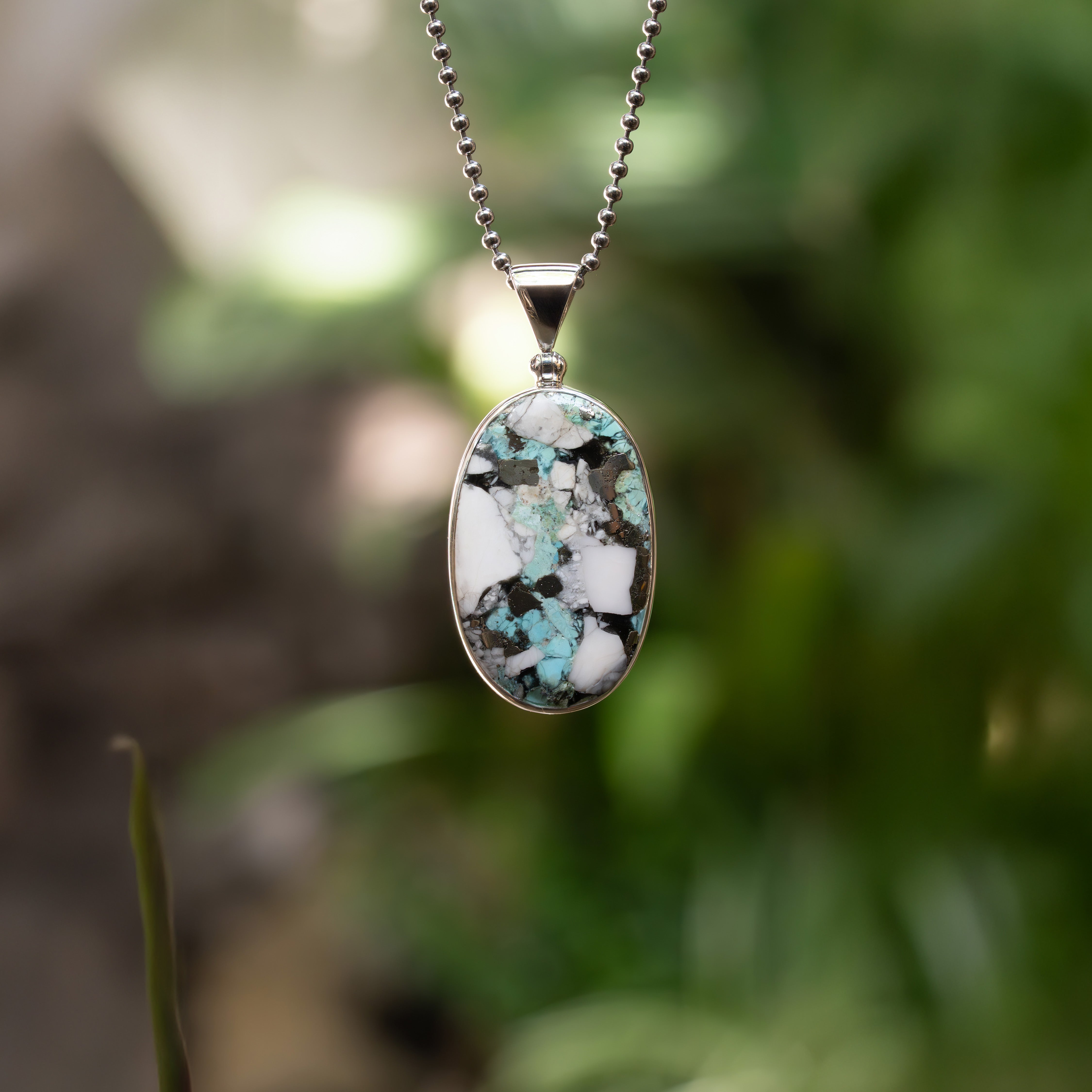 Starborn Mohave Türkis Oval-Anhänger in Sterlingsilber