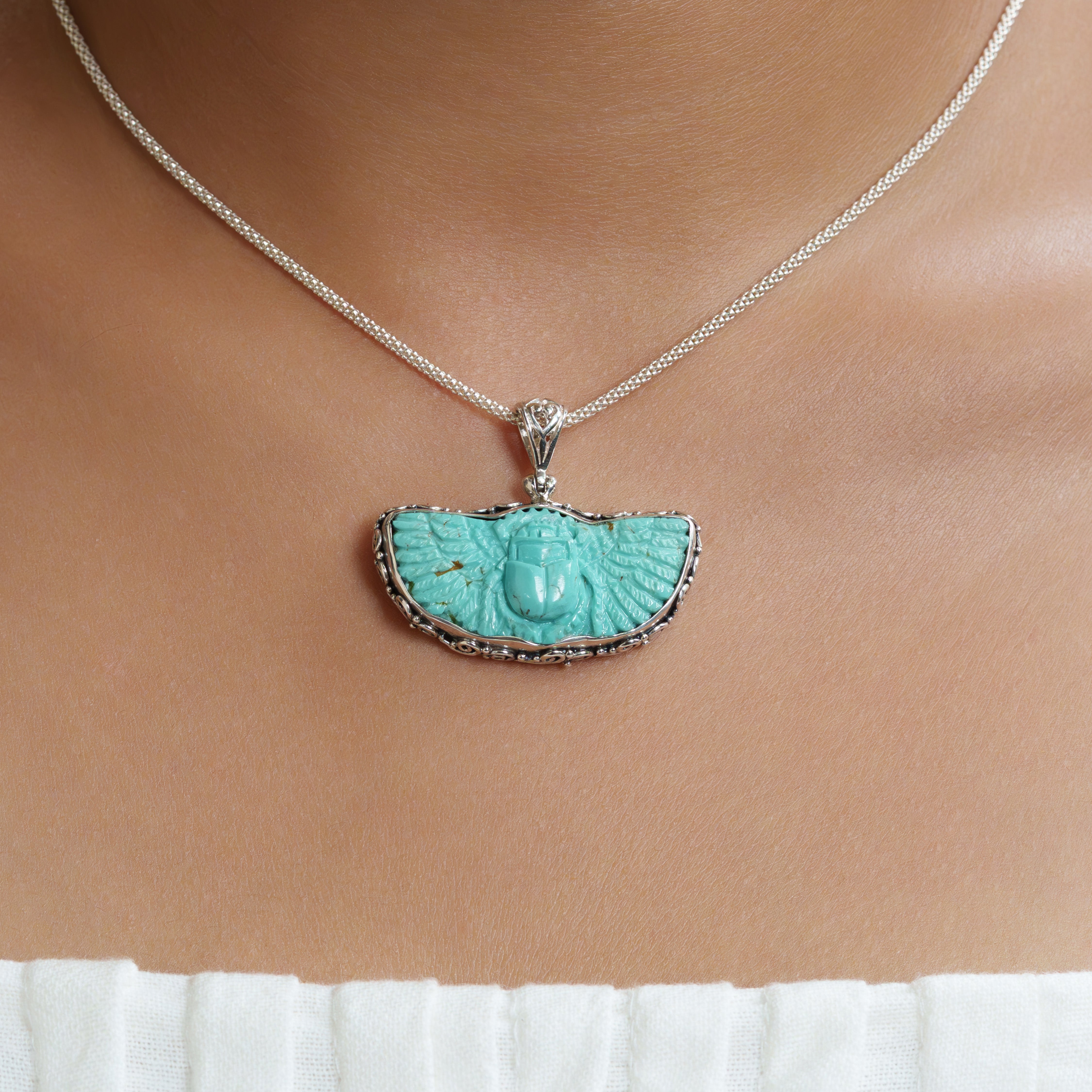 Starborn Turquoise Scarabaeus Pendant in Sterling Silver