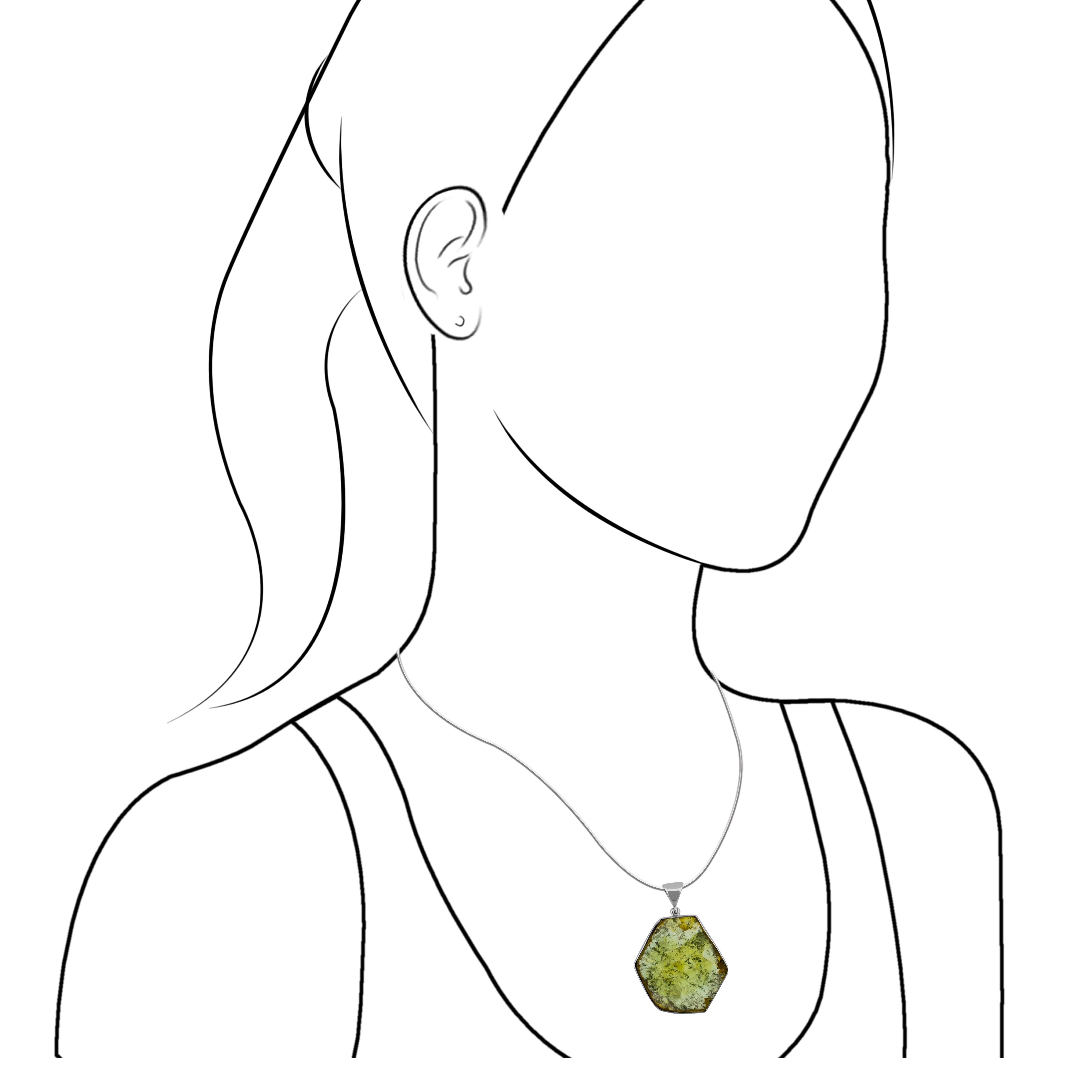 Starborn Green Tourmaline Slice pendant in Sterling Silver - One piece