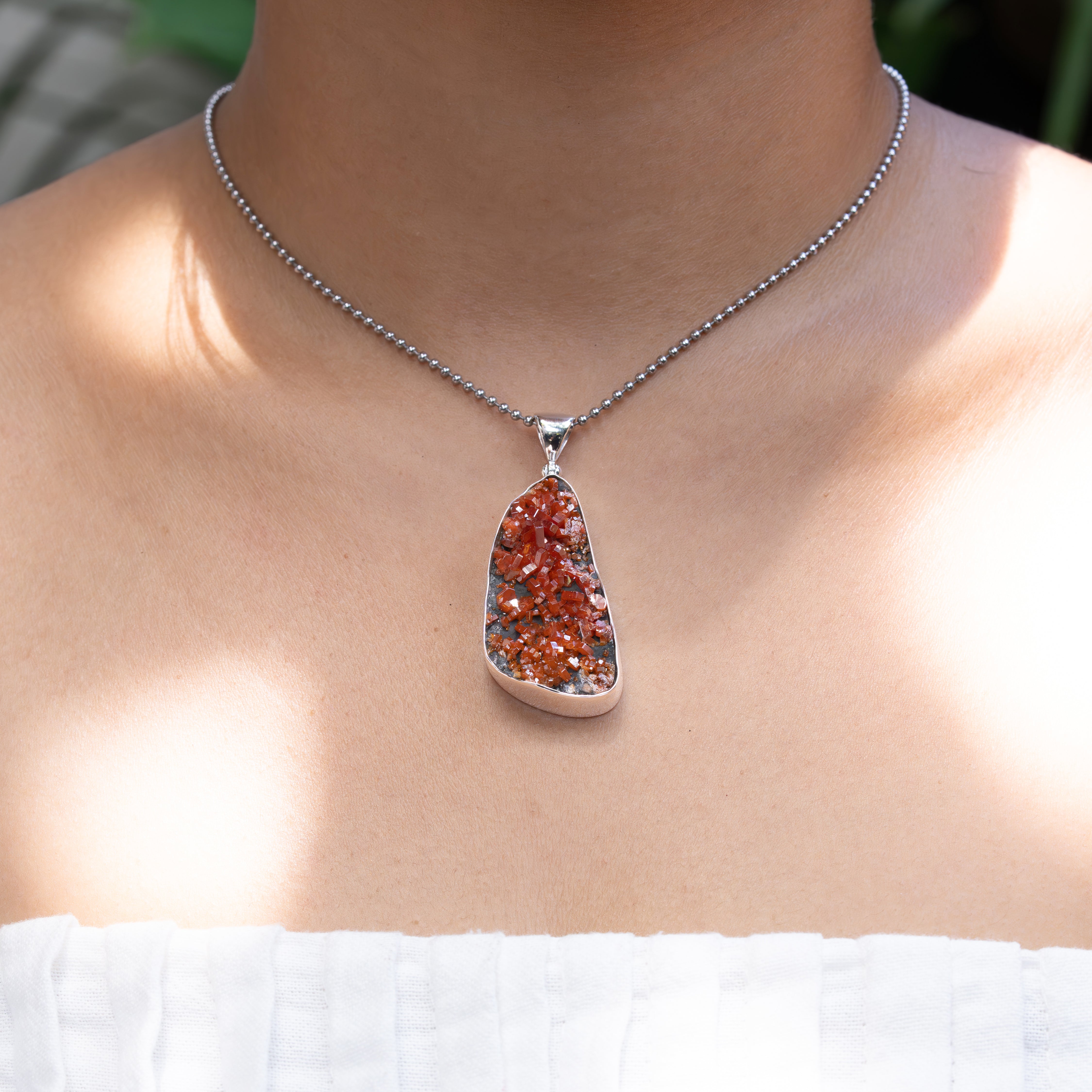 Starborn Vanadinite Bezel Style Pendant in Sterling Silver - 1 Piece