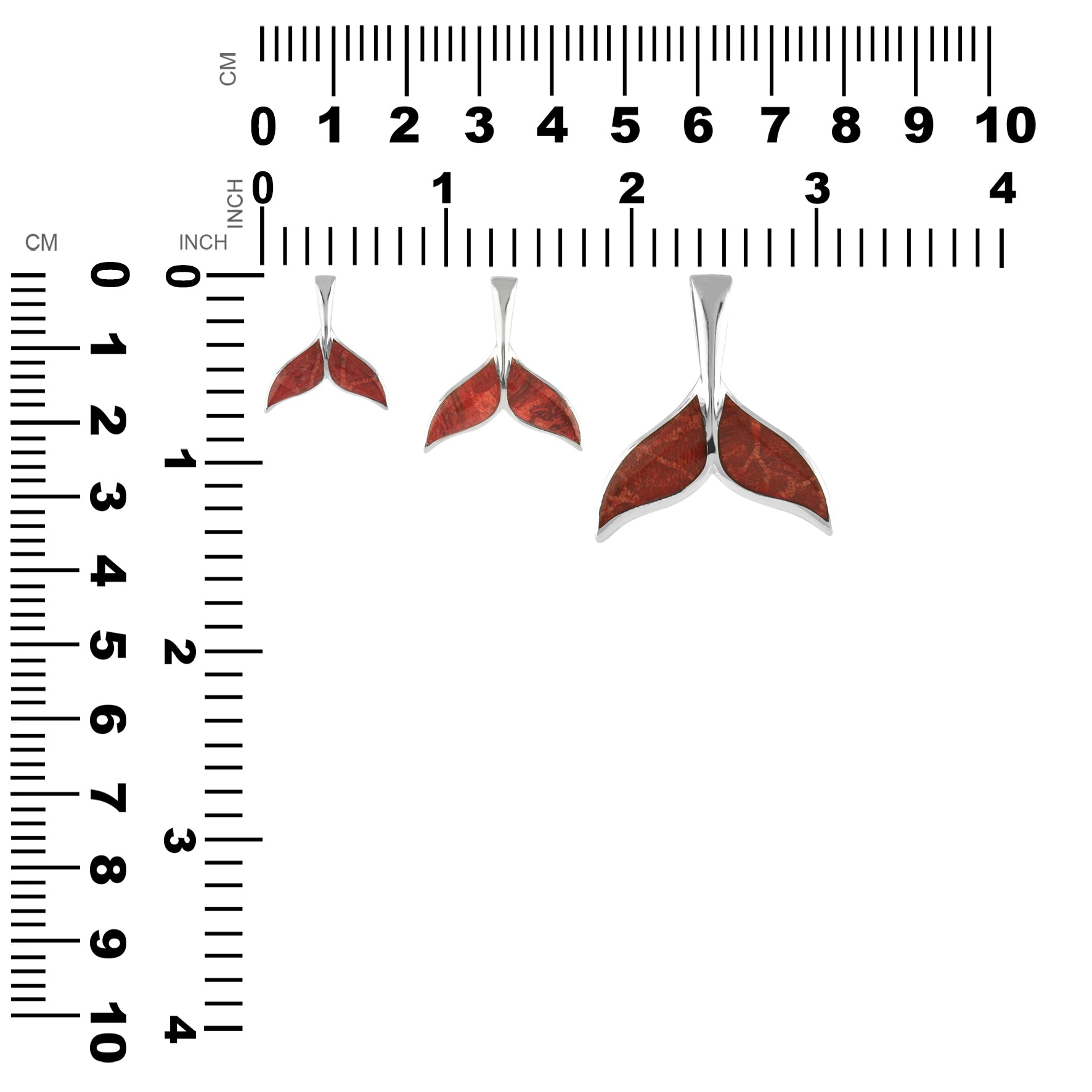 Starborn Red Coral Whale Tail Pendant in Sterling Silver