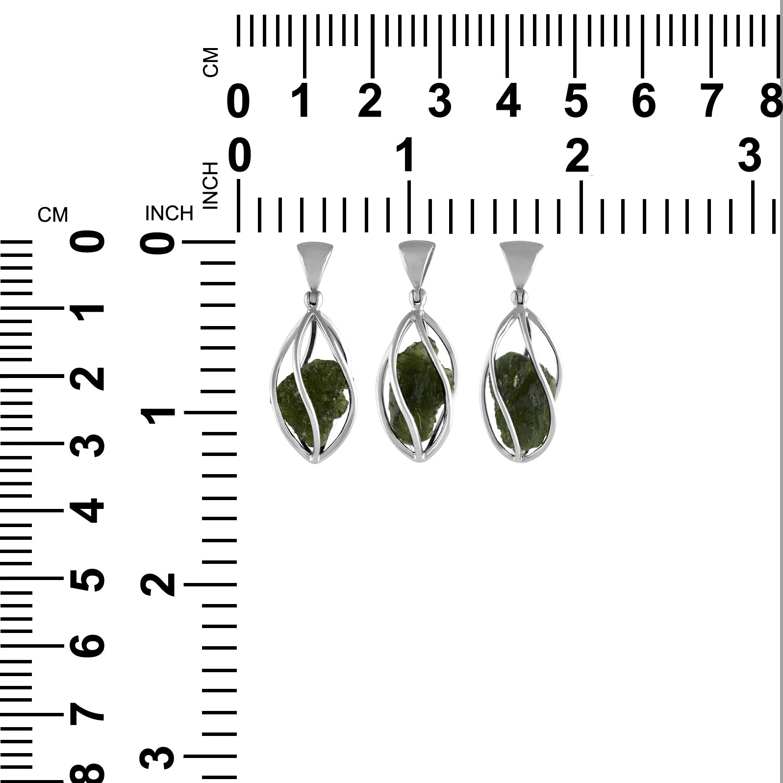 Starborn Natural Moldavite Pendant in Pointed Sterling Silver Spiral Cage